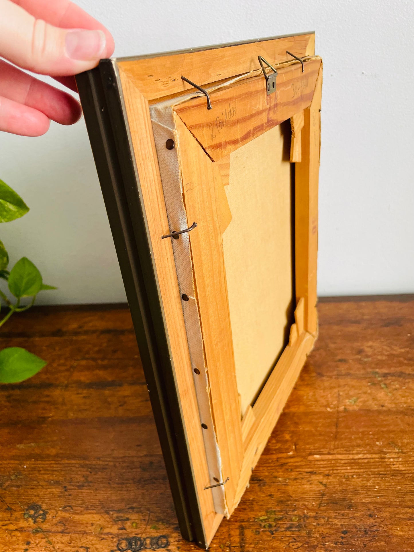 Vintage Original Art Painting Picture - Portrait of a Bavarian Man Wearing a Tyrolean Hat with Feather Plume & Smoking a Pipe