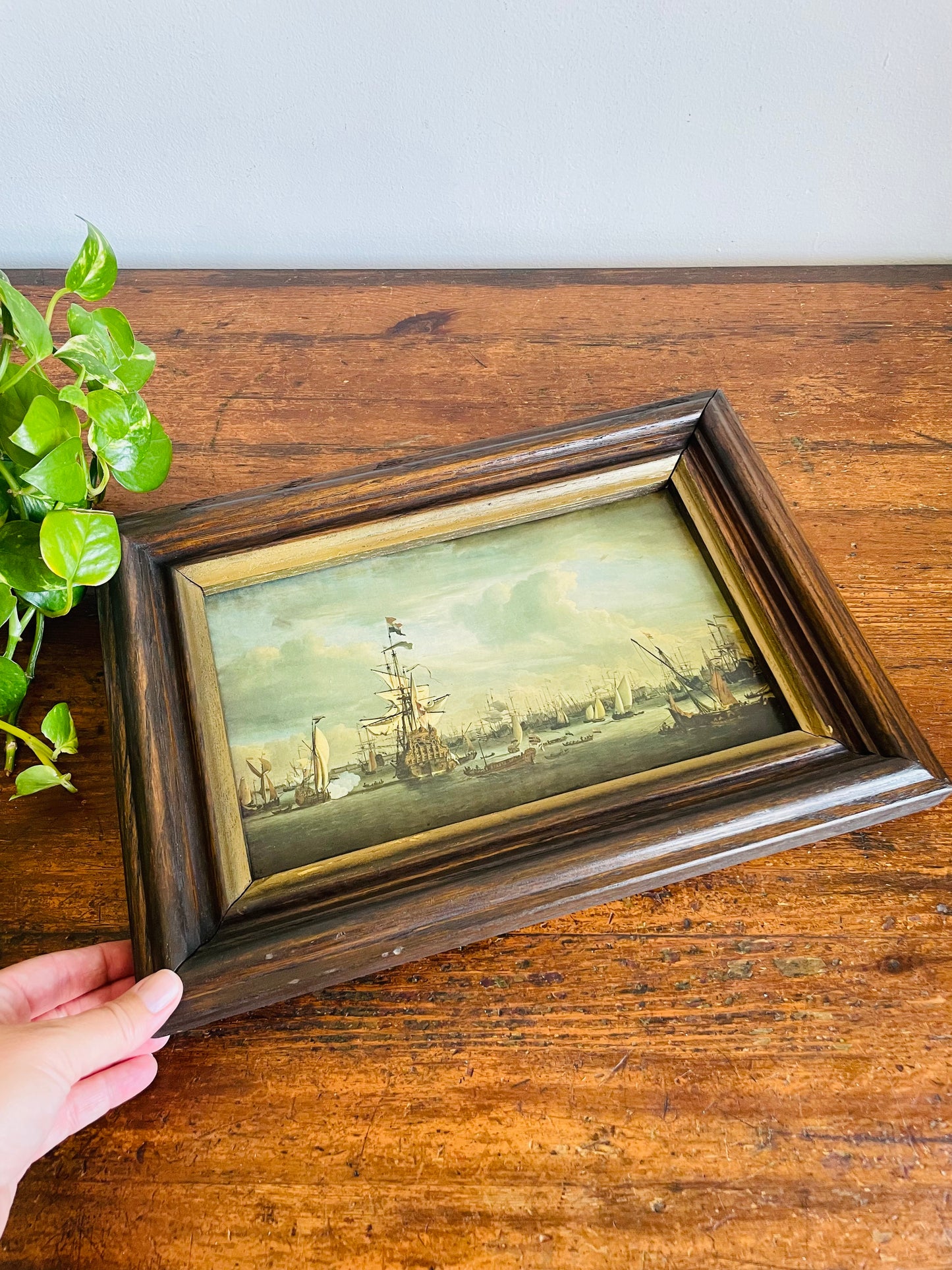 Vintage Framed Reproduction Print Picture by Dutch Artist Willem van de Velde the Younger -  De Gouden Leeuw (The Golden Lion) - Rijksmuseum Amsterdam