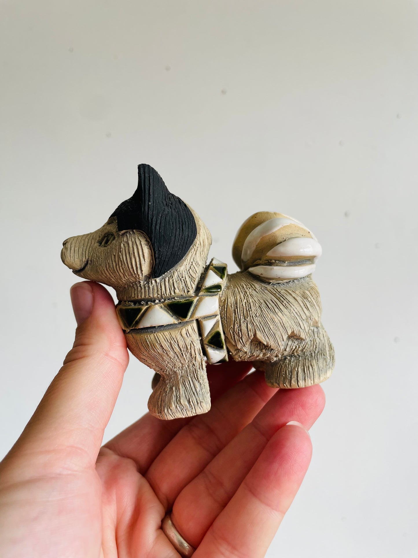 Vintage Artesania Rinconada Uruguay Pottery Husky Dog Figurine #108
