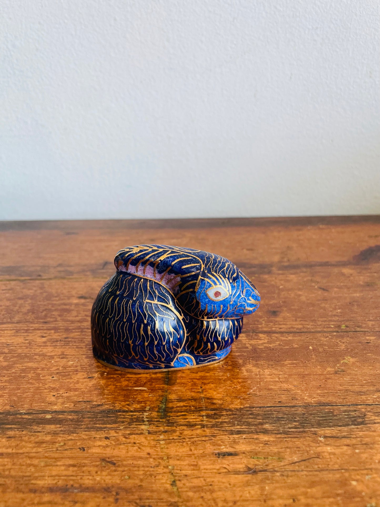 Vintage Miniature Cloisonne Enamel Bunny Rabbit Animal Figurine