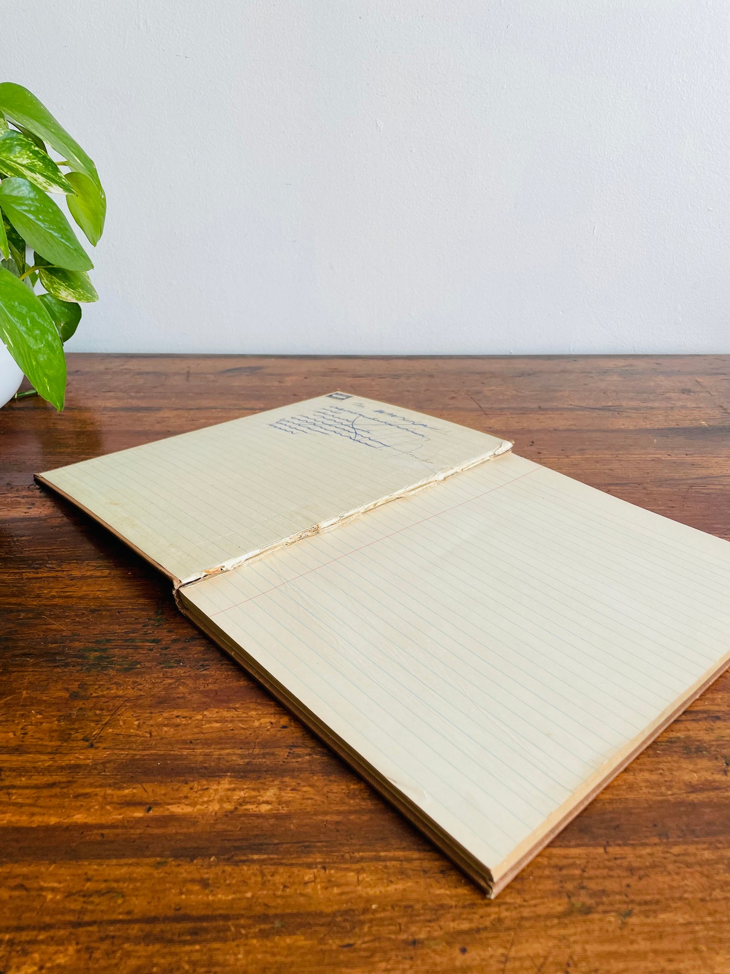 1960s Hardcover Record Notebook - Two Pages Written in by the Timmins Scouting Club - Rest of Lined Paper Blank