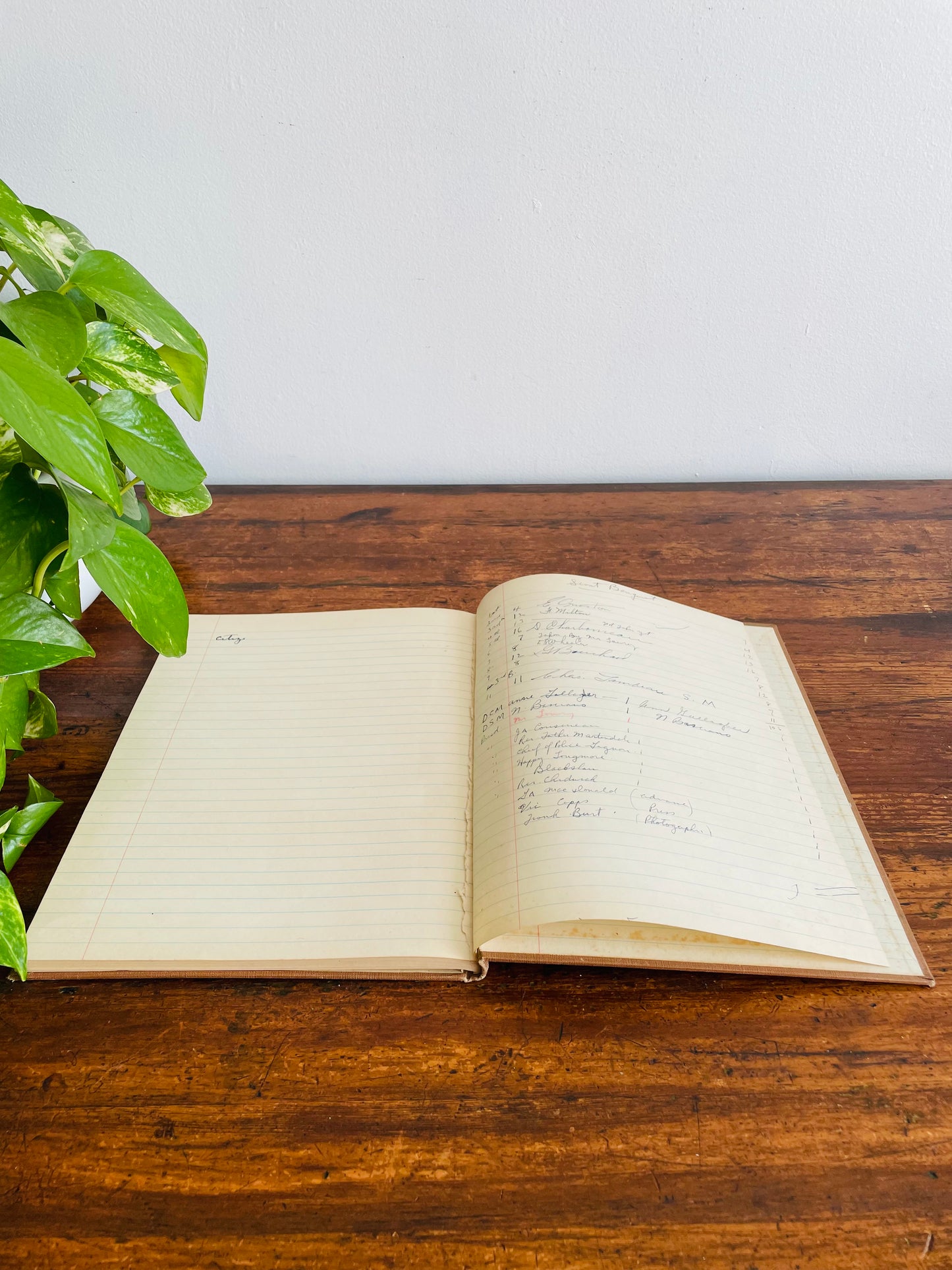 1960s Hardcover Record Notebook - Two Pages Written in by the Timmins Scouting Club - Rest of Lined Paper Blank