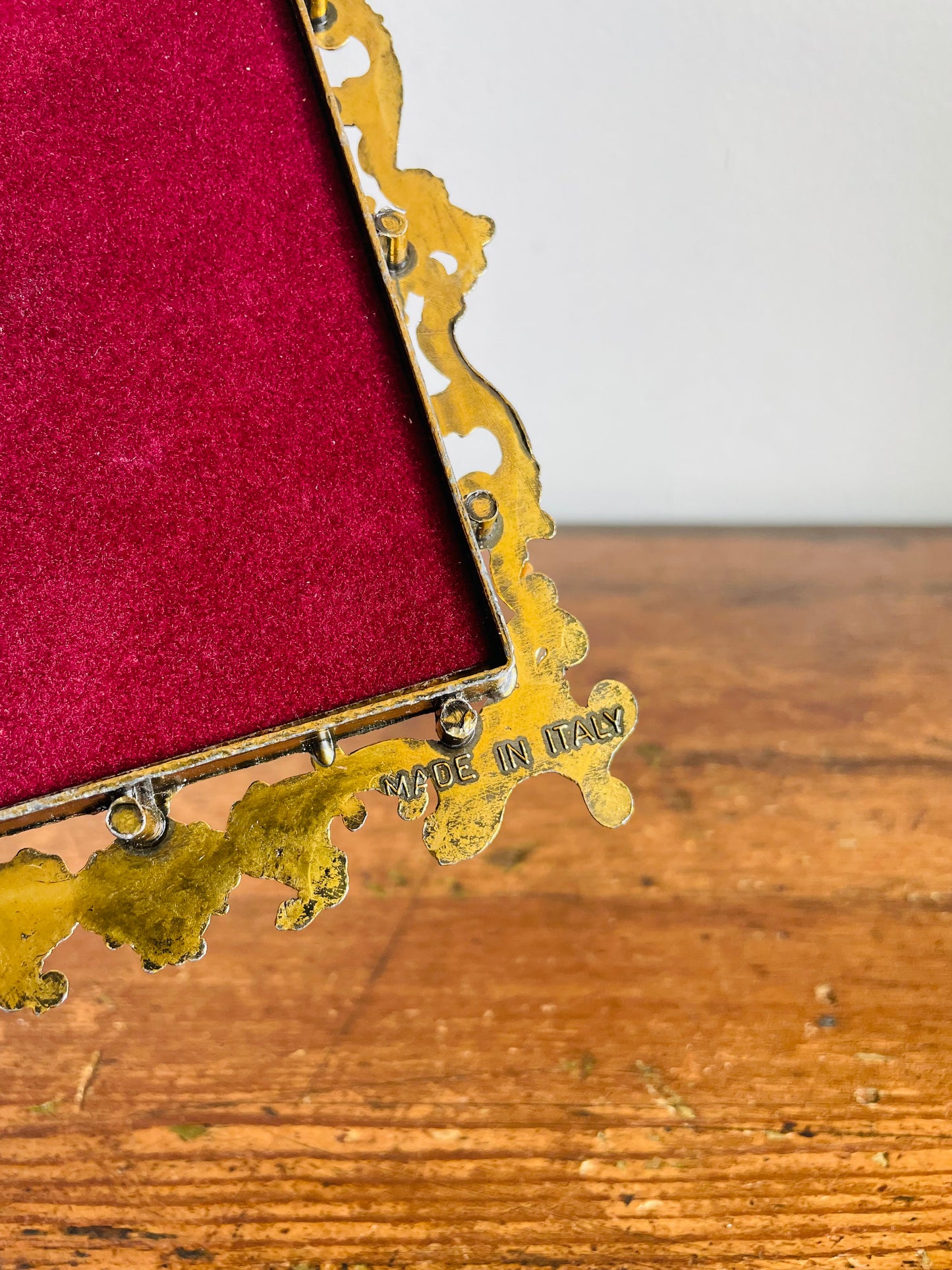 Vintage Ornate Brass Picture Frame with Print of Miss Jane Bowles & Puppy by Sir Joshua Reynolds - Made in Italy