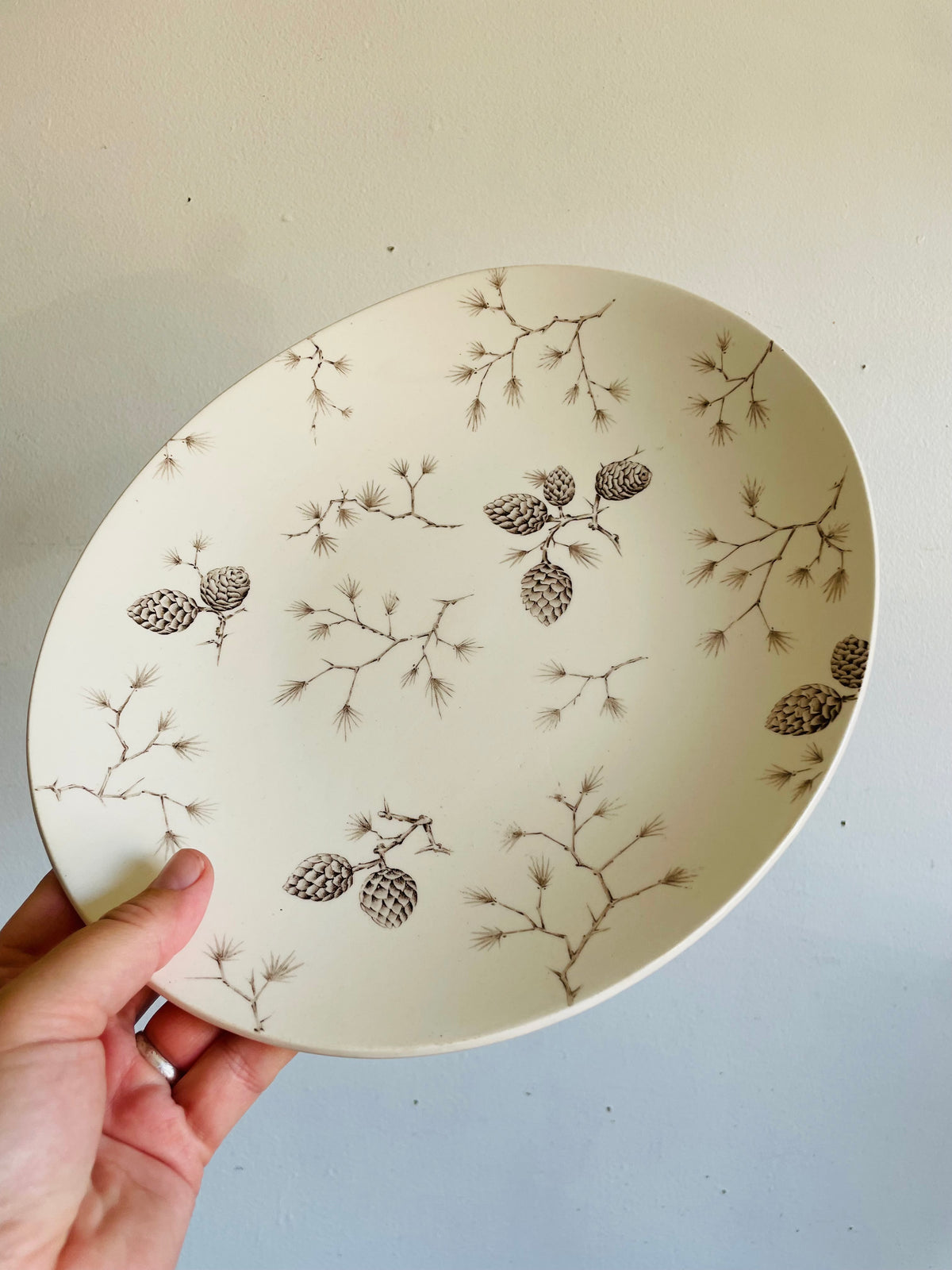Vintage Wood & Sons "North Woods" Pattern Serving Platter Plate with Pinecone Design - Engraved by Hand - Made in England