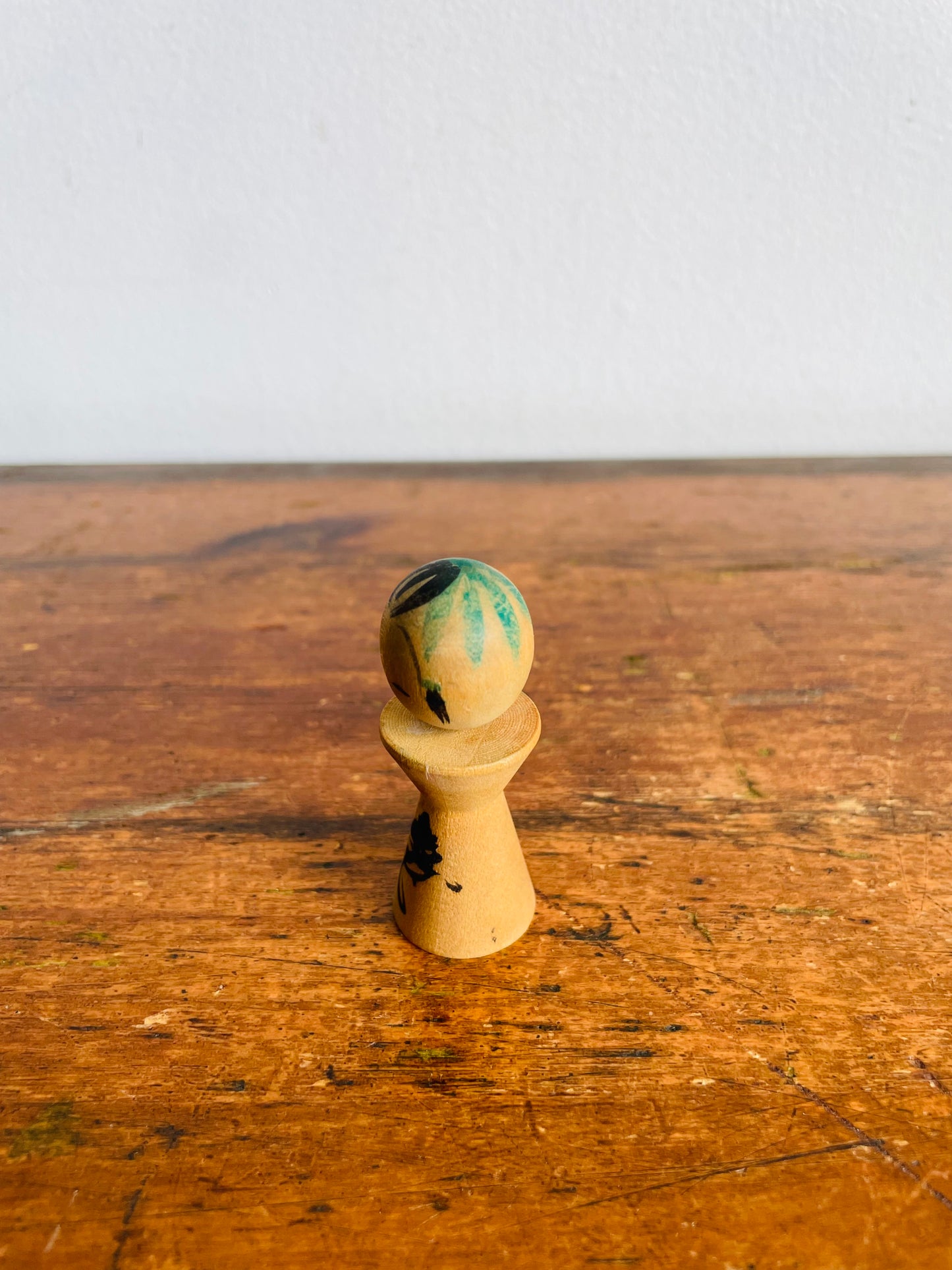 Vintage 2.25" Tall Japanese Wooden Kokeshi Doll - Miniature Baby Child Size