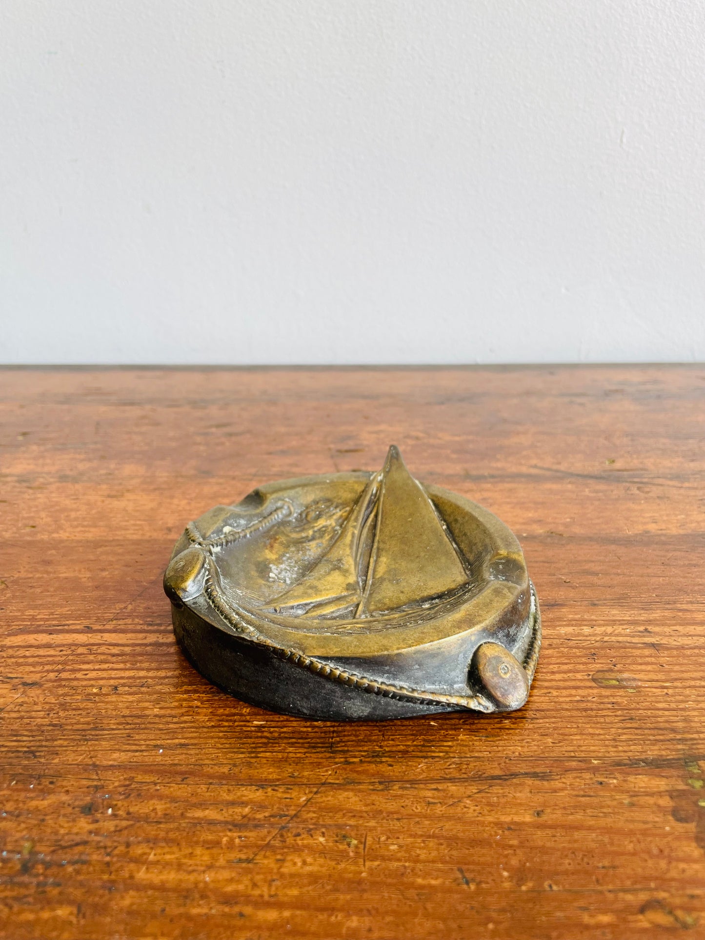 Brass Sailboat Ashtray or Trinket Dish - Nautical Sailor Decor