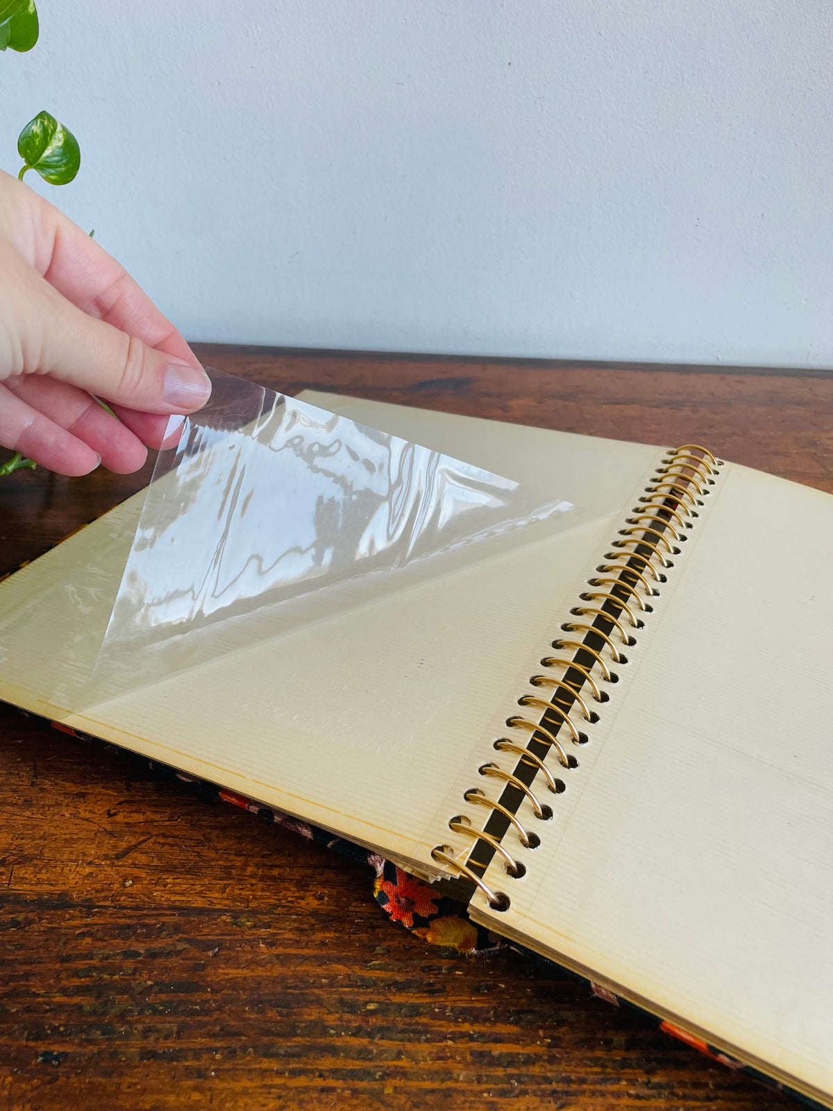 Vintage Groovy Floral Photo Album Scrapbook With Brown, Orange & Yellow Flower Design Fabric Cover