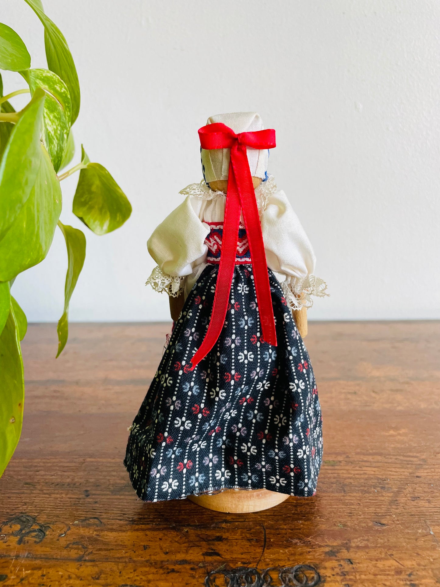 Polish Folk Art Wooden Doll with Bendable Base & Arms