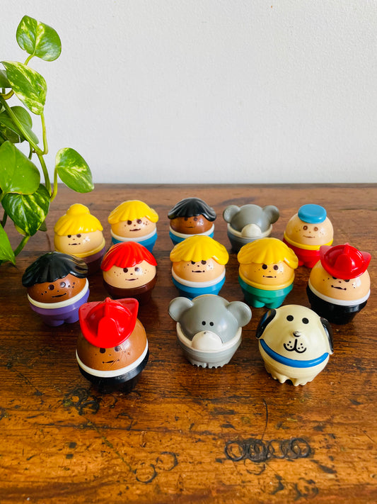 Vintage Little Tikes Toddle Tots Chunky Round People Toy Figurines - Lot of 13 - 10 People / 3 Animals