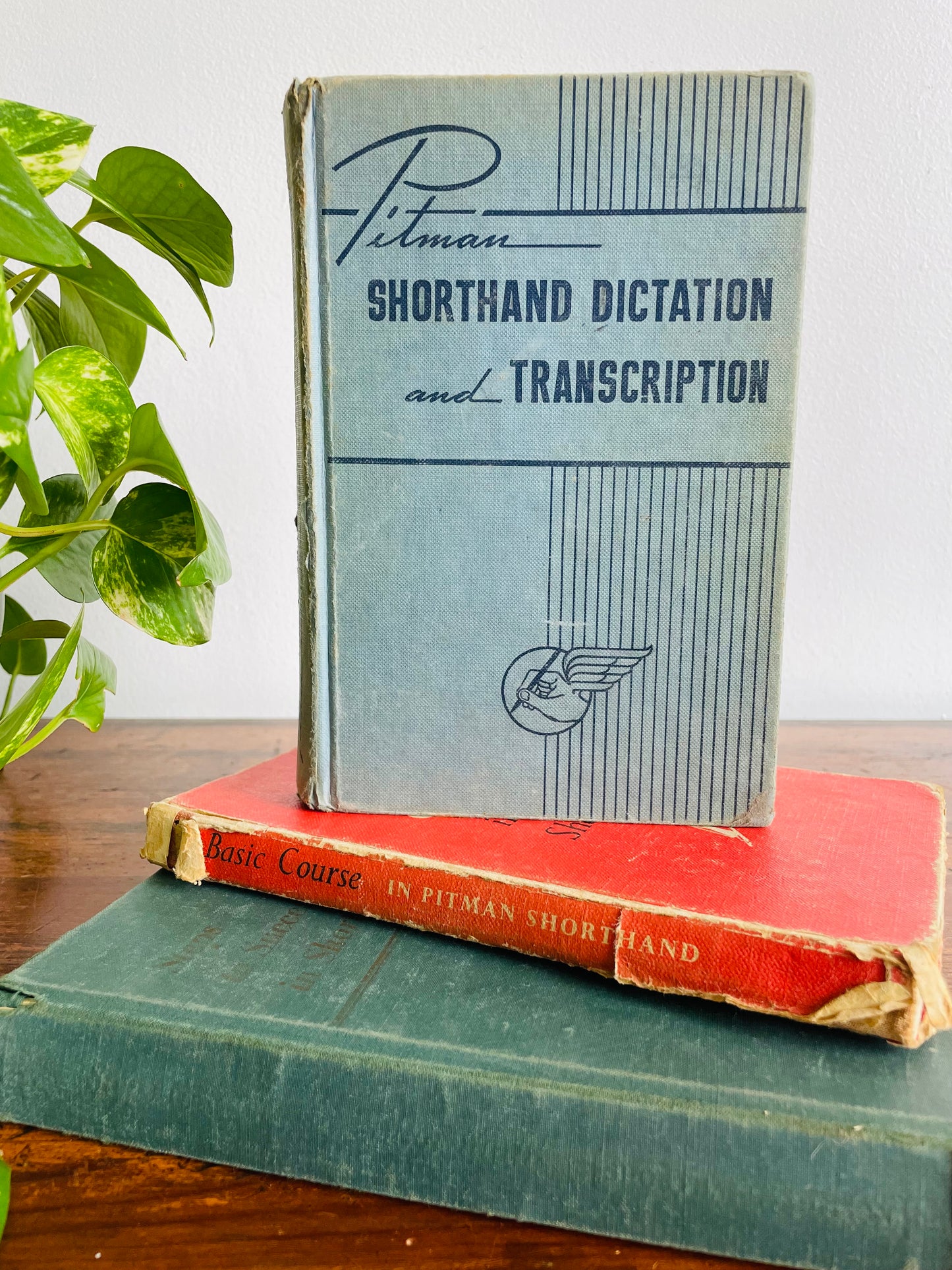Shorthand Clothbound Hardcover Book Bundle - Set of 3 - Pitman Shorthand Dictation & Transcription, New Basic Course in Pitman Shorthand (1962), & Steps to Success in Shorthand Book II (1948)