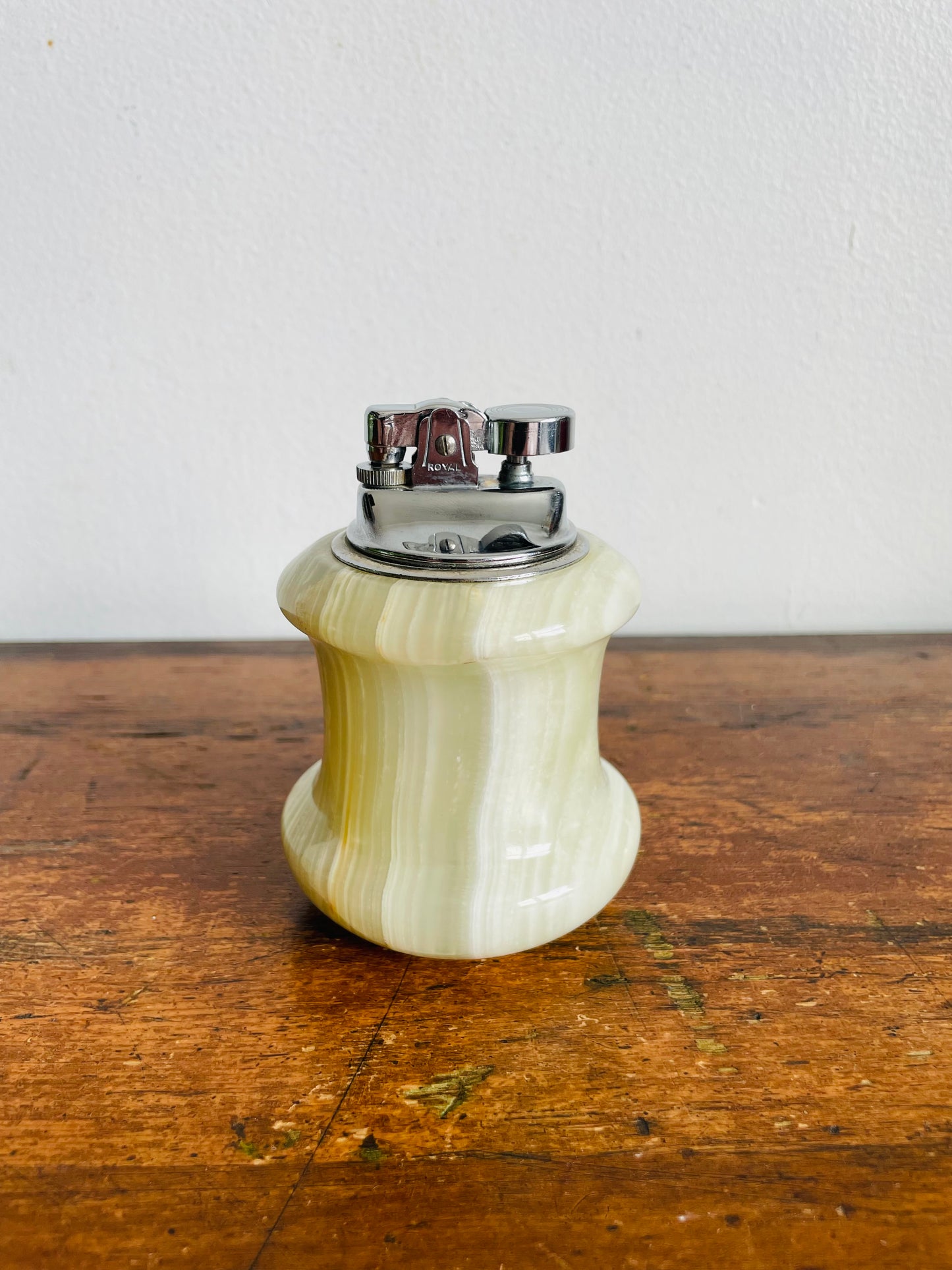 Vintage Royal Heavy & Solid Onyx of Pakistan Marble Stone Table Lighter - Made in Italy