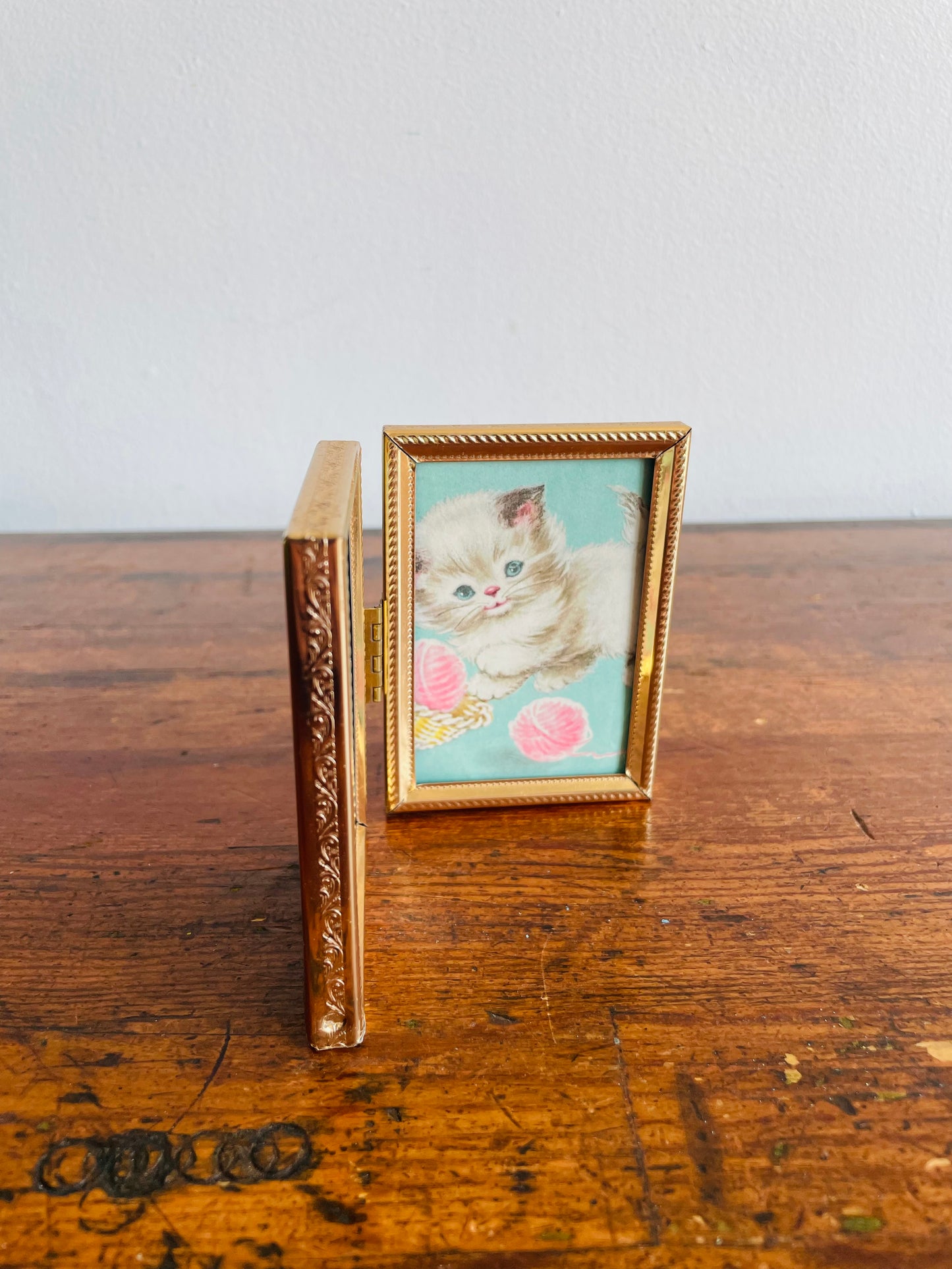 Brass Hinged Folding Double Picture Frame