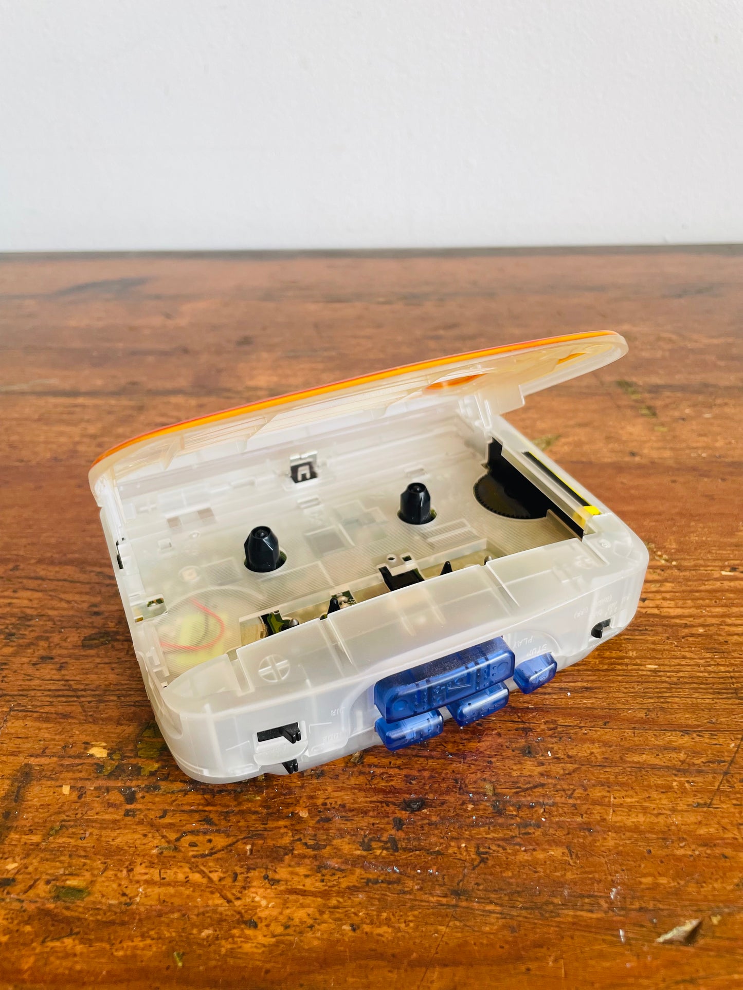 1990s Sony Freq Orange & Transparent Walkman - Radio Cassette Player WM-FQ01 - Refurbished / New Belts / Works!