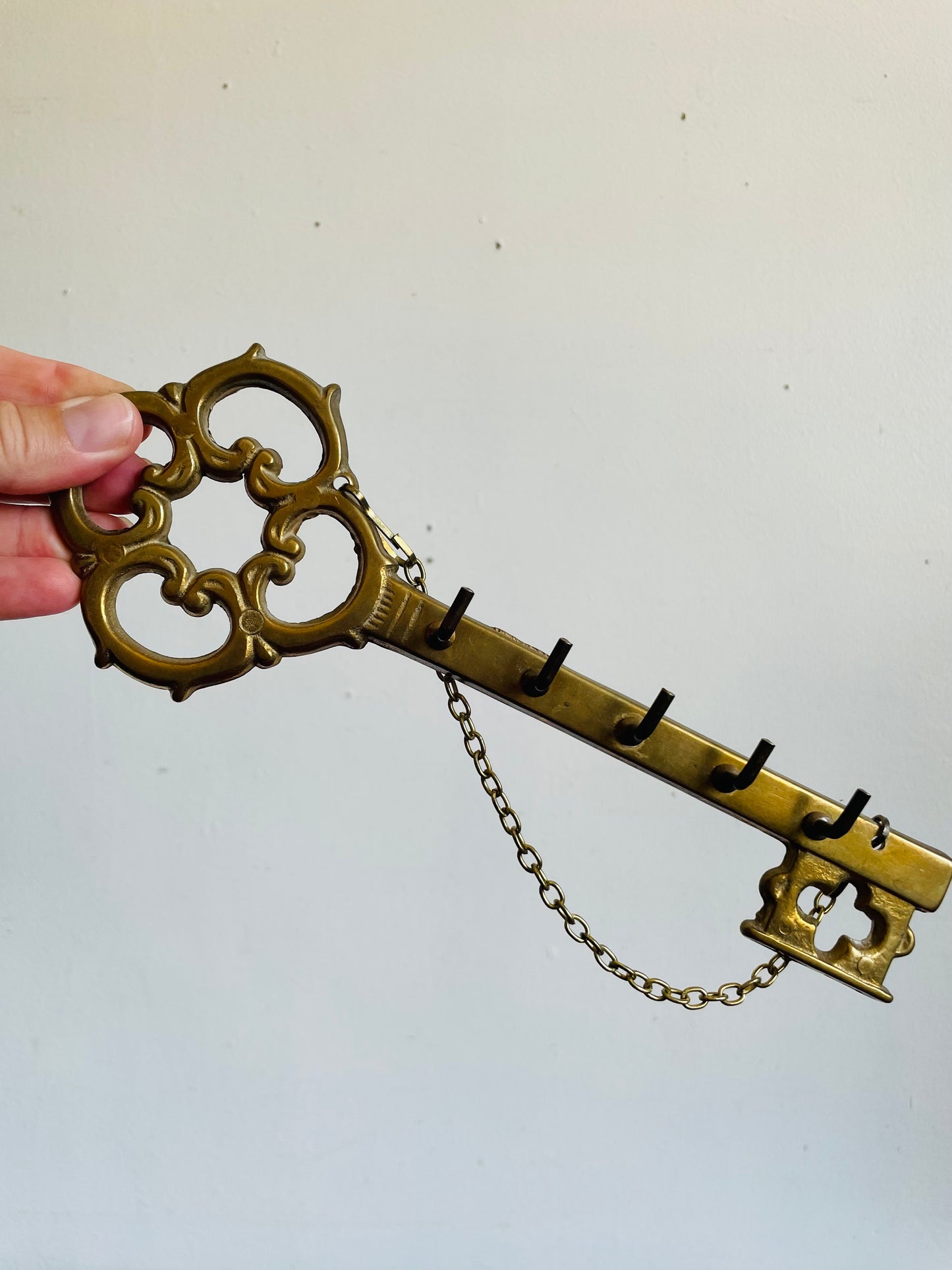 Key Shaped Hanging Brass Key Rack Holder