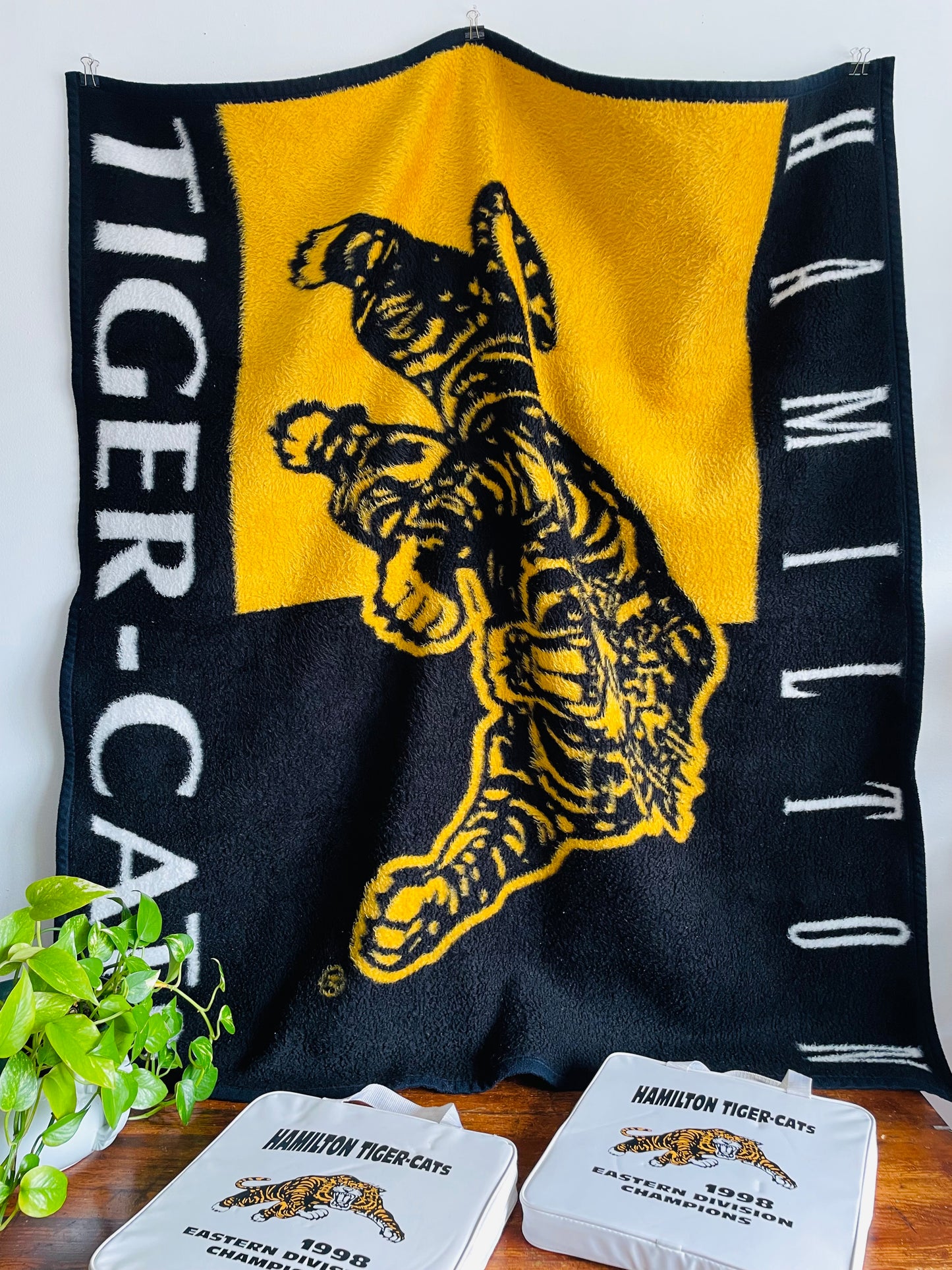 Vintage Bierderlack of America Hamilton Tiger Cats CFL Football Sports Team Blanket