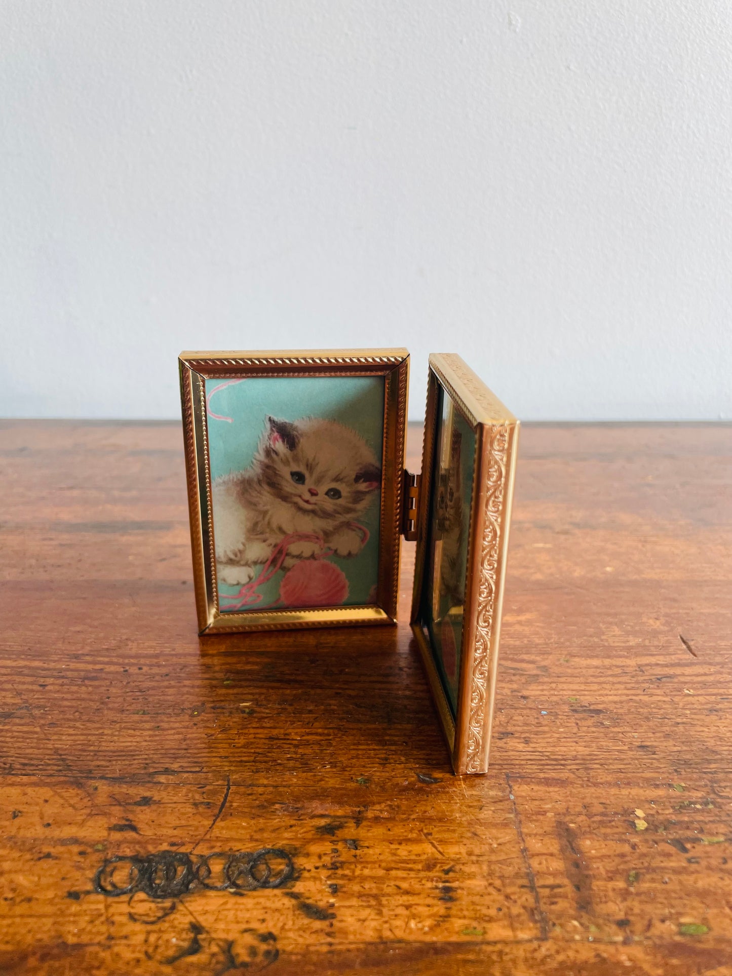 Brass Hinged Folding Double Picture Frame