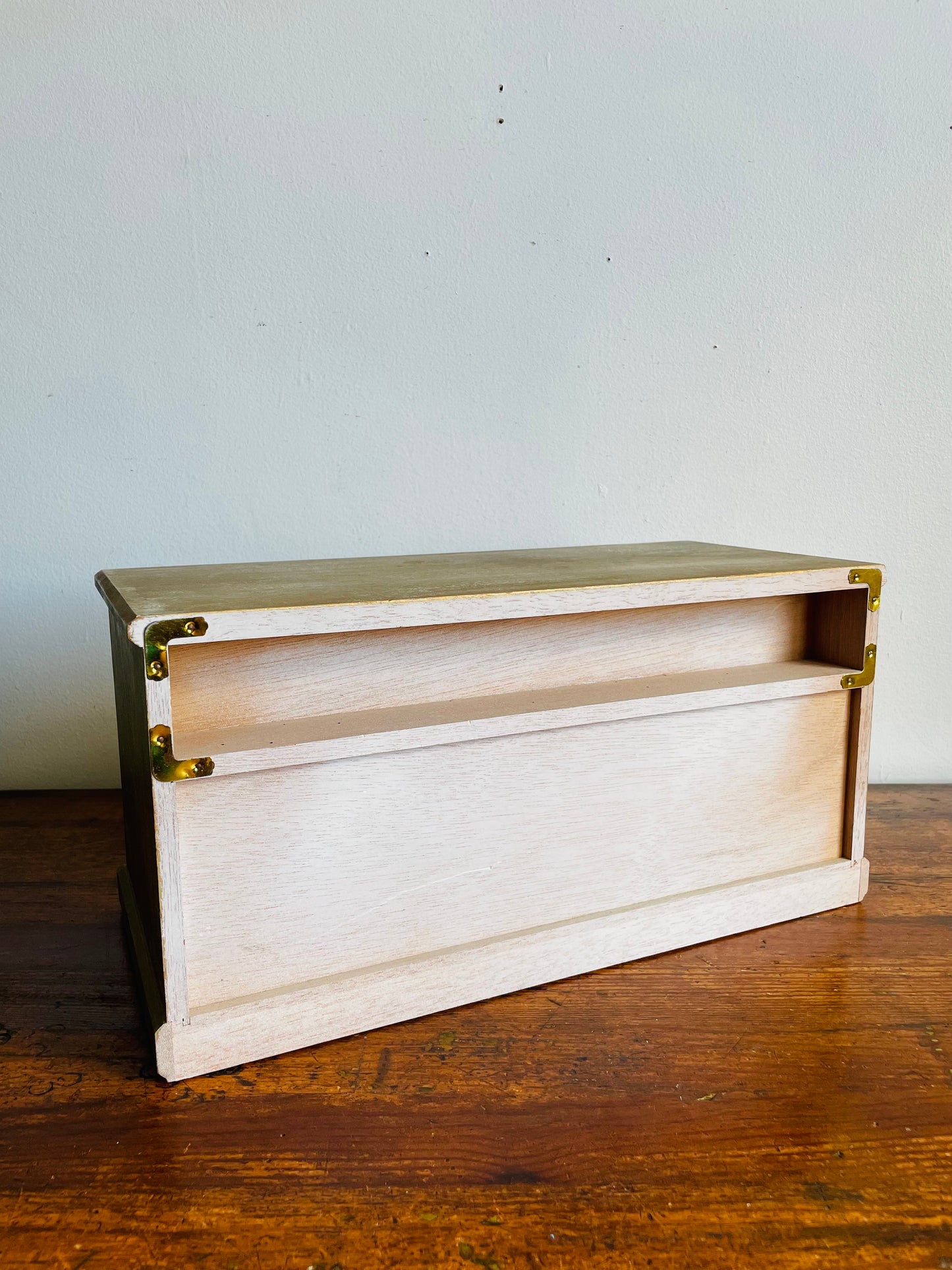 Large Wood Jewellery Box Shaped Like a Dresser with Felt Lined Drawers & Brass Pull Handles - Also Great for Office Supplies, Beads, Crafting, Etc.