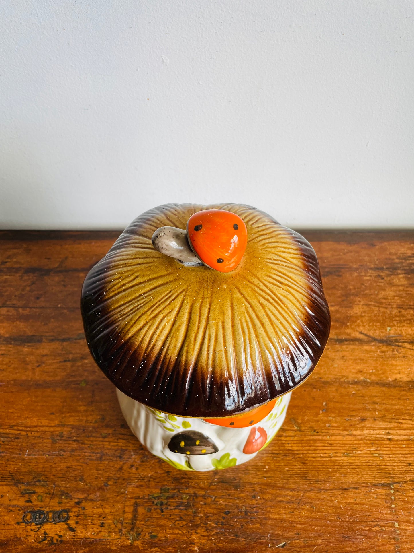 Vintage Large Laurentian Pottery Merry Mushroom Kitchen Canister Jar with Lid #1 - Made in Canada
