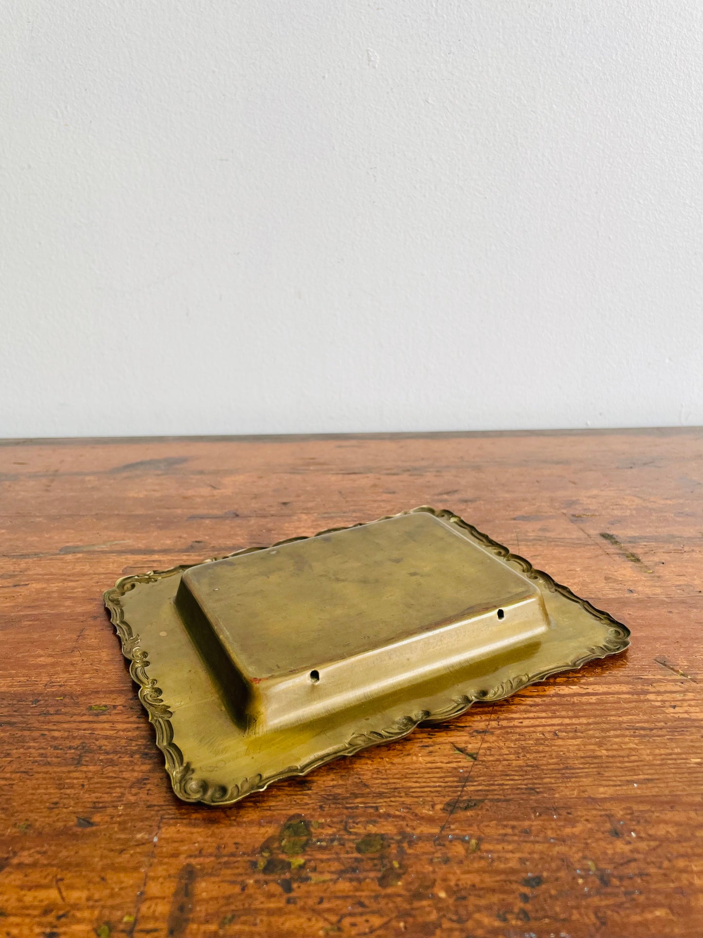 Brass Tray Dish with Ornate Design Around Rim - Great for Business Cards, Soap, Jewellery, Etc.