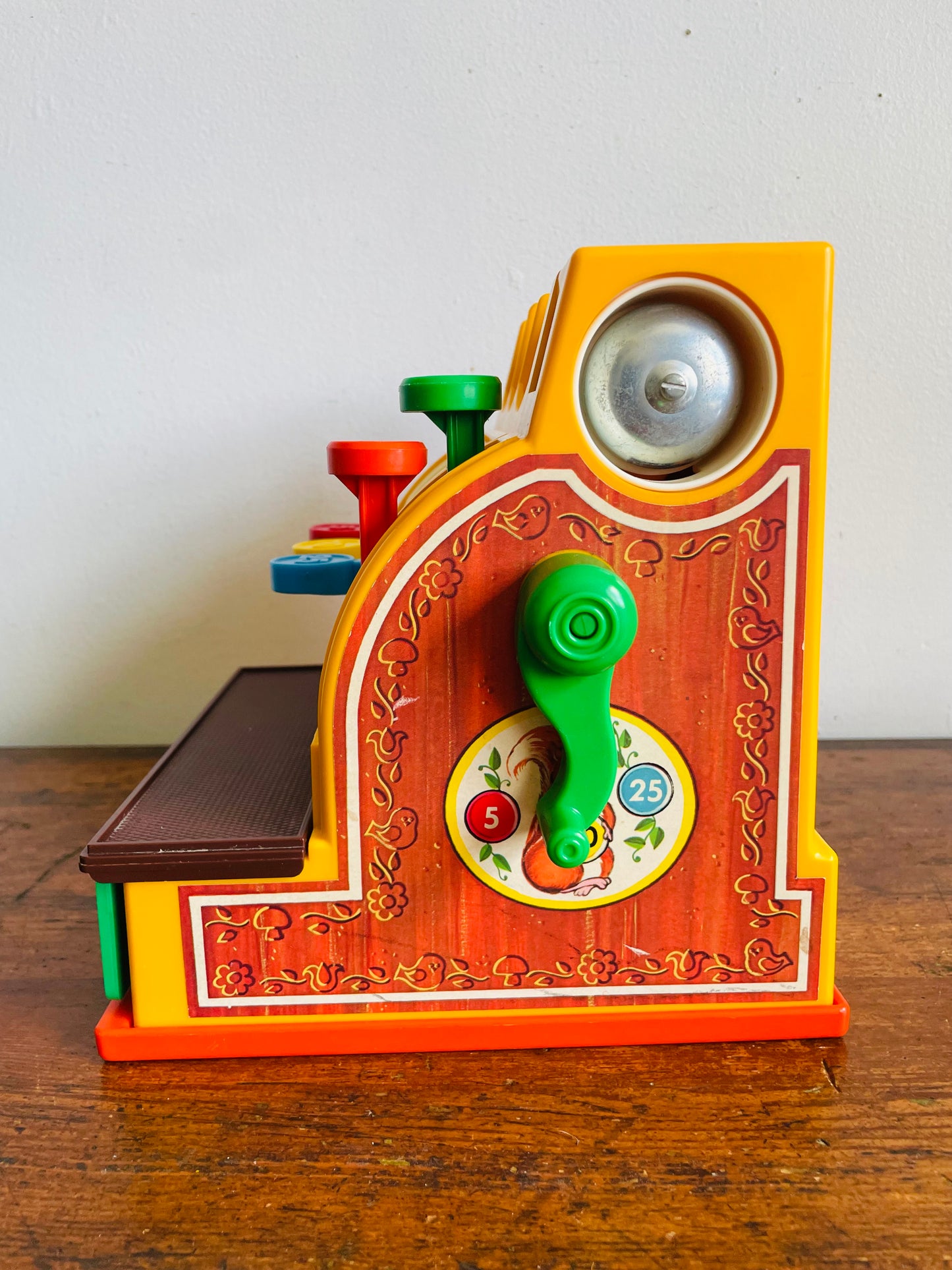 Vintage 1974 Fisher Price Toys Cash Register - Includes 6 Coins - Buttons, Bell, Drawer - Tested / Works!