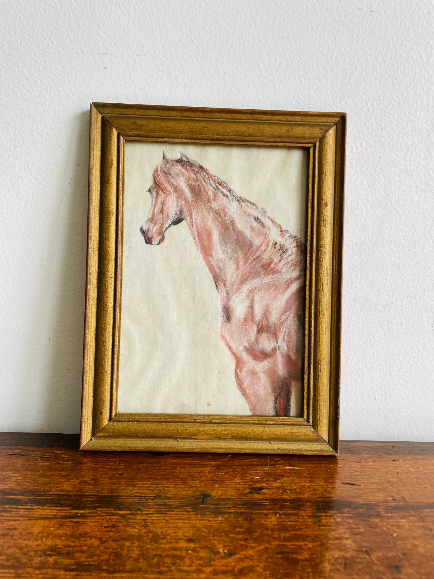 Original Art Framed Pastel Sketch of Horse