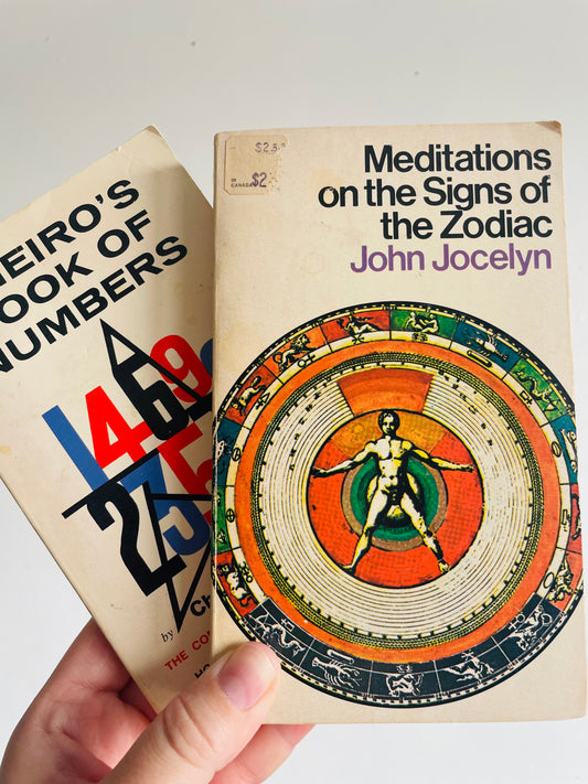 Zodiac & Numerology Paperback Book Bundle - Meditations on the Signs of the Zodiac by John Jocelyn (1975) & Cheiro's Book of Numbers (1983)