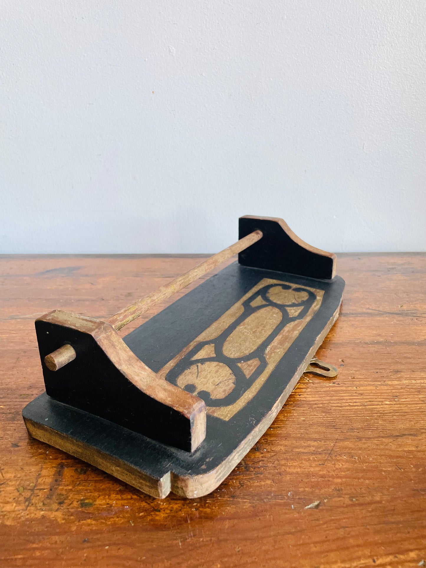 Vintage Handmade Carved Wood Kitchen Dishcloth or Hand Towel Rack - Could Also Hang Necklaces!