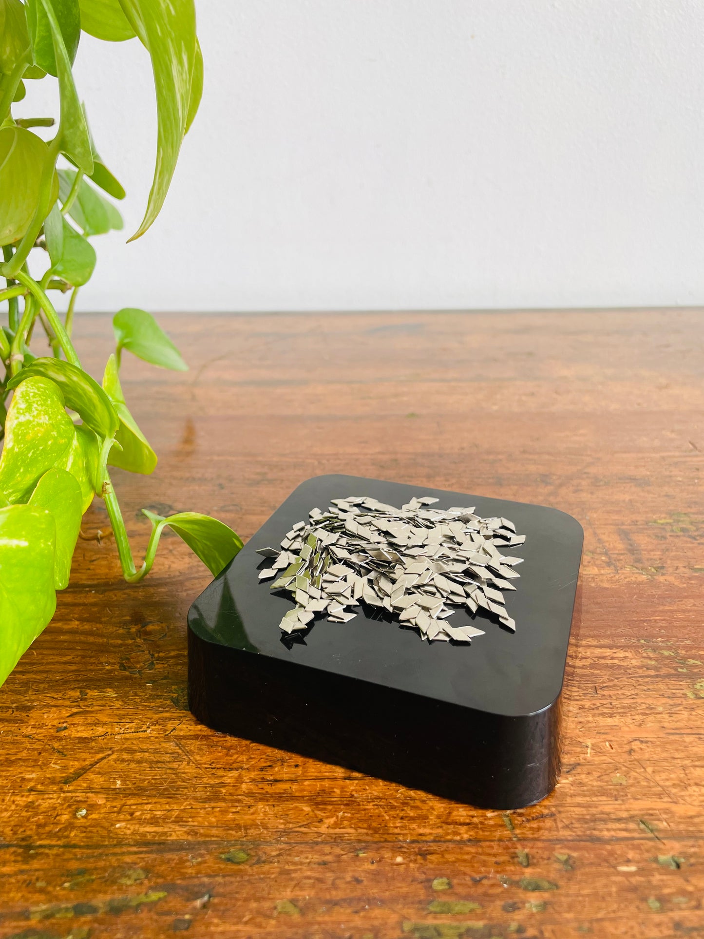 Vintage 1973 Crdl Inc. Magnetic Moldable Desk Toy Paperweight Puzzle Sculpture Game - Mini Metal Pieces to Shape for Hours of Fun! - Made in Hollywood, California