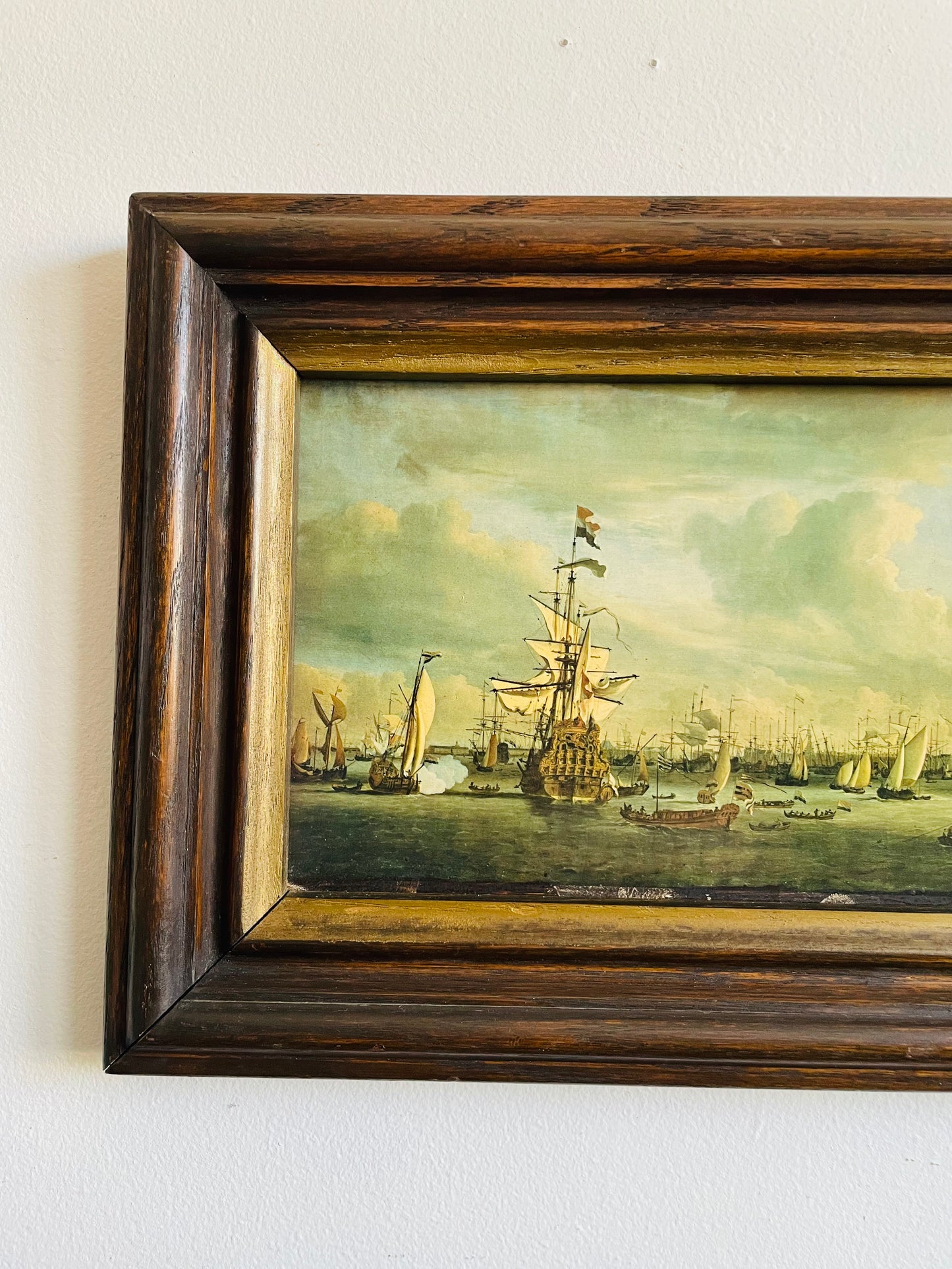 Vintage Framed Reproduction Print Picture by Dutch Artist Willem van de Velde the Younger -  De Gouden Leeuw (The Golden Lion) - Rijksmuseum Amsterdam