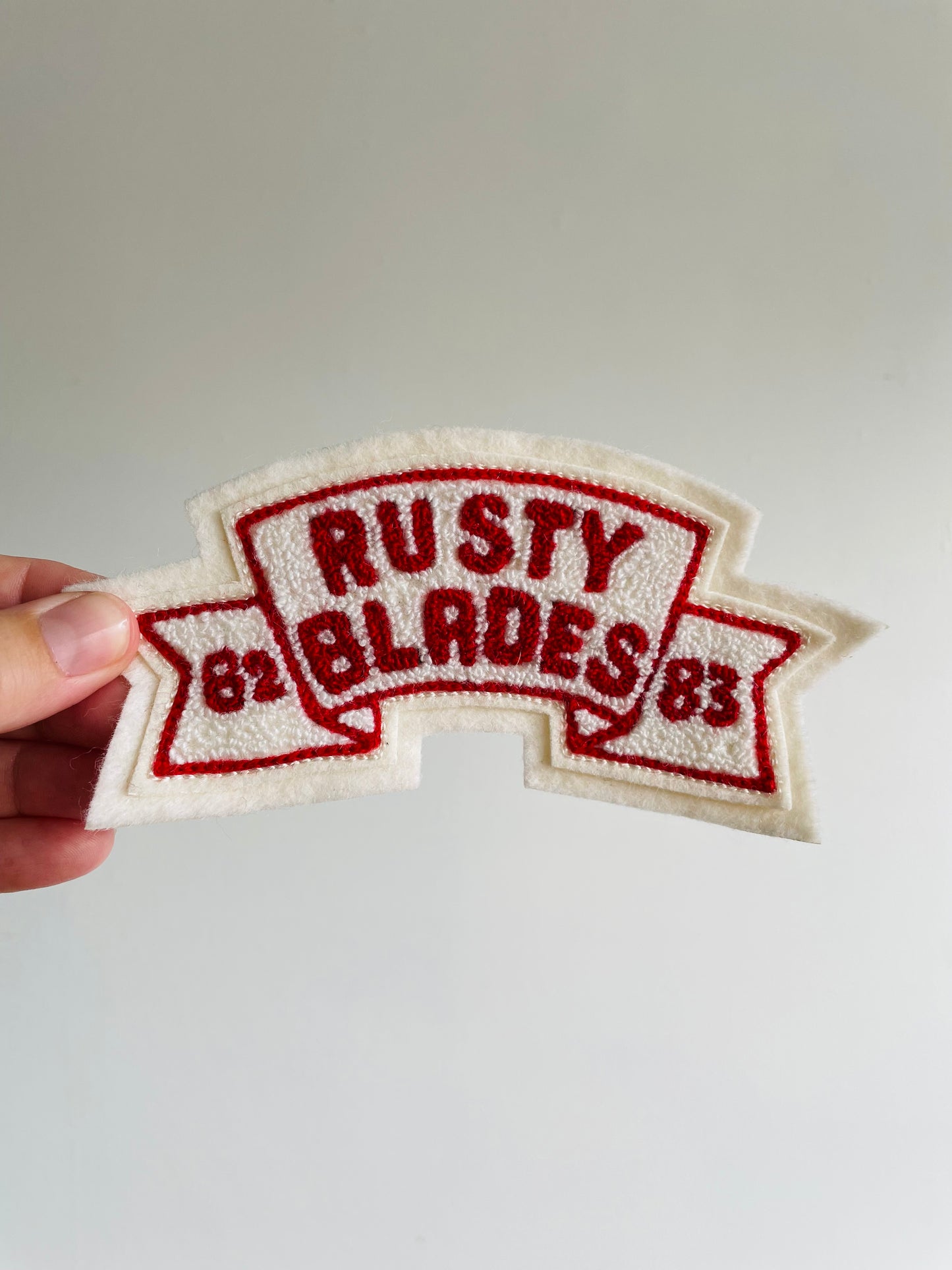 Vintage Felt Hockey Patch - 1982 / 1983 Rusty Blades (Hamilton Oldtymers Hockey League)