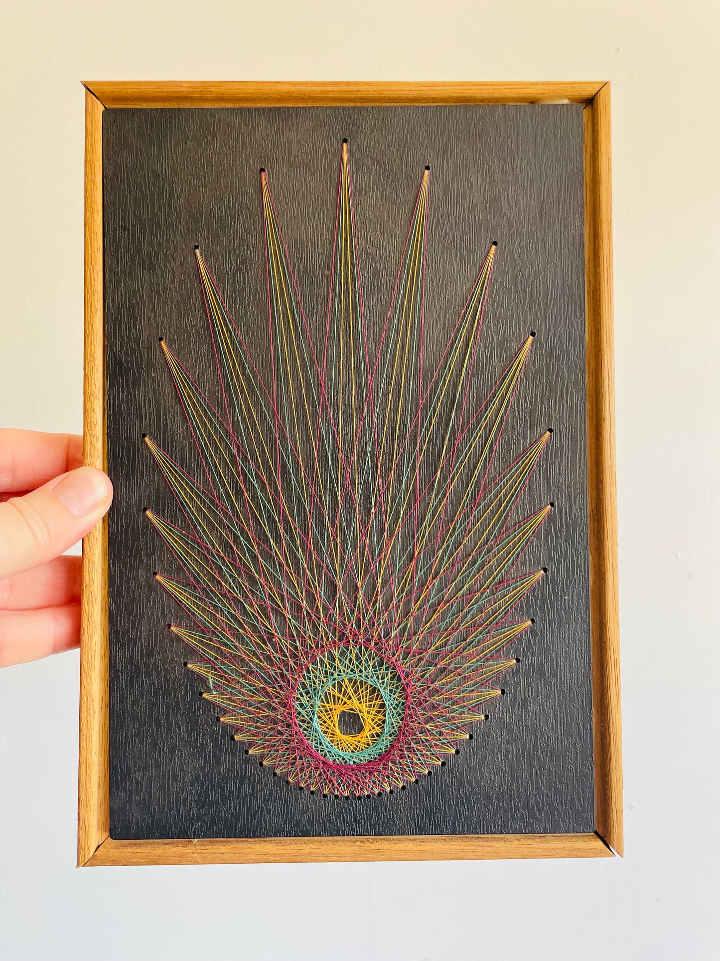 1970s Framed String Art Picture