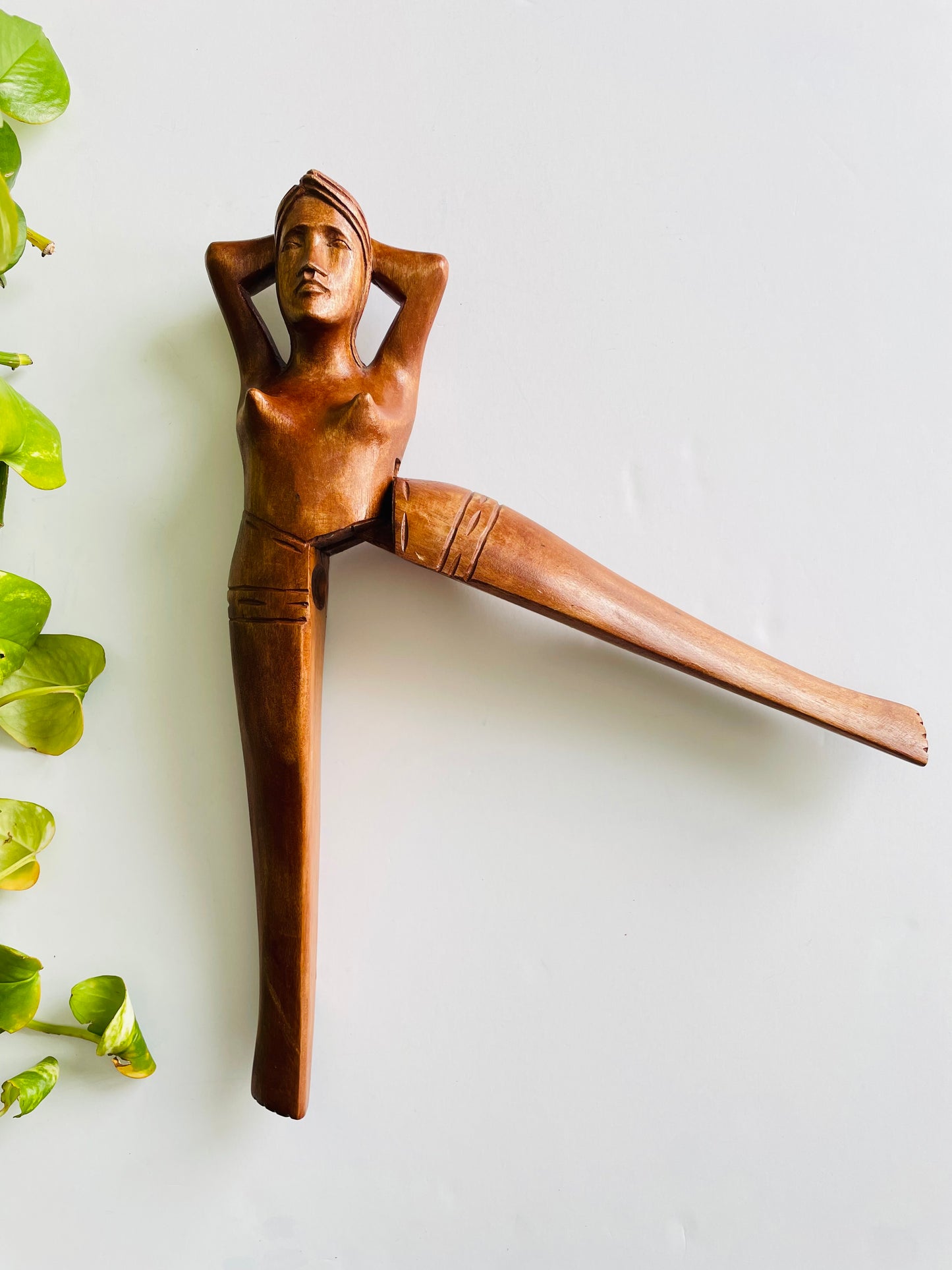 Vintage Nude Lady Wood Nutcracker #2 - Leg Opens & Closes to Crack Nuts - Saucy Tiki Bar Decor