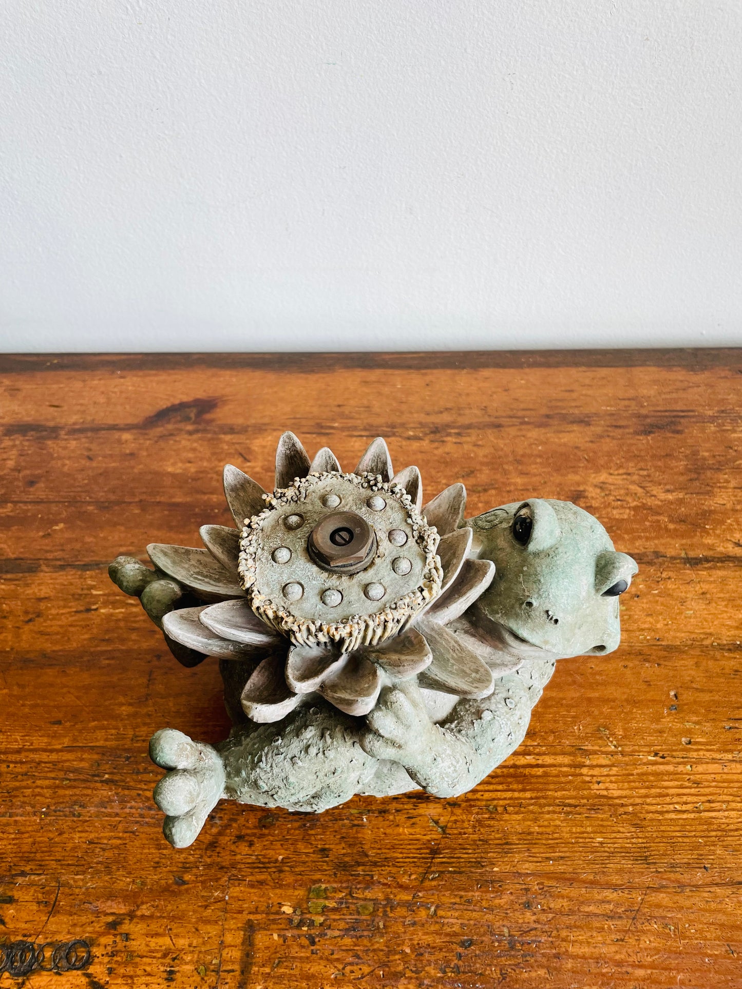 Adorable Frog with Flower Sprinkler or Fountain Water Feature - Easily Attaches to a Garden Hose!