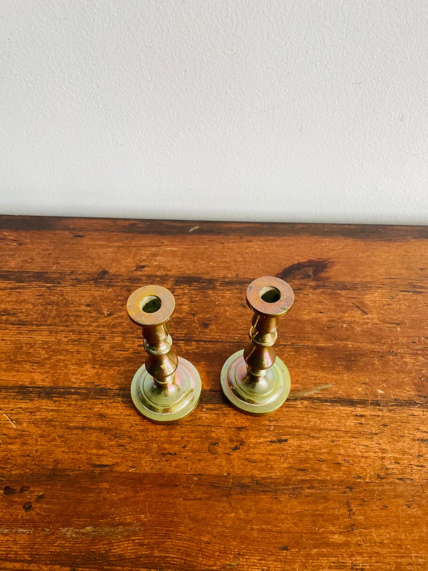 Heavy Brass 4" Candlestick Holders - Set of 2