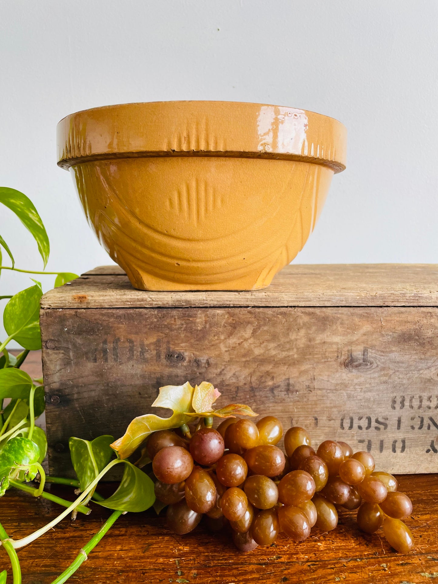 Rustic Yellow Ware Mixing Bowl No. 8