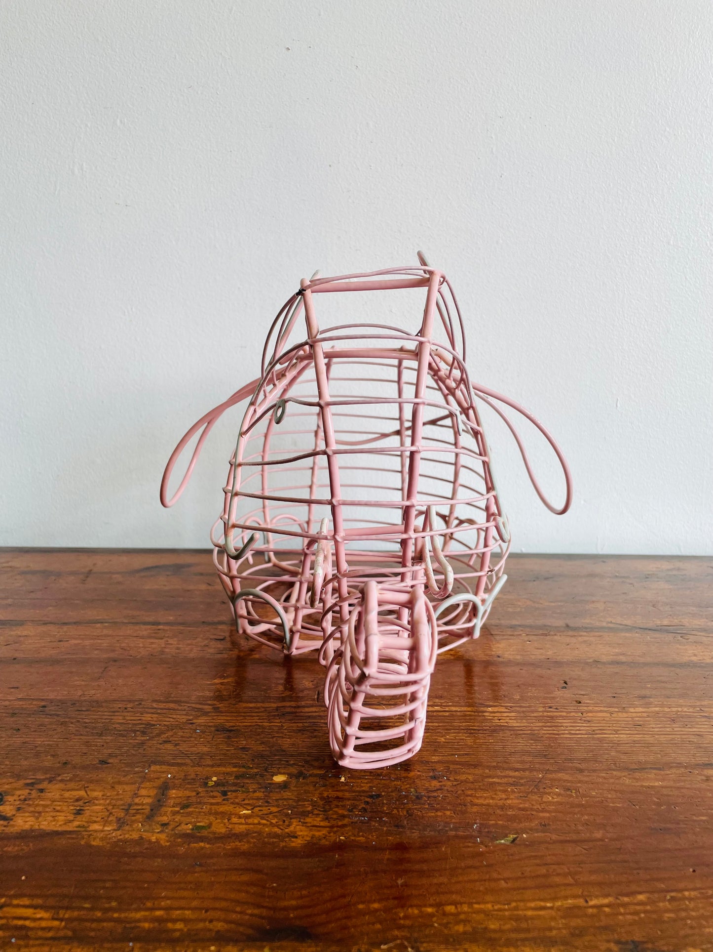 Pink Metal Elephant Egg Basket - Great for Eggs, Fruit, Vegetables, Plant, or Easter!