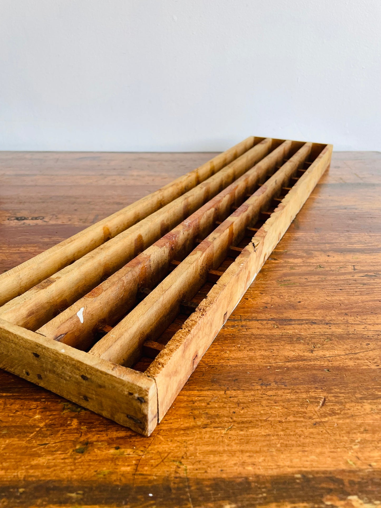 Antique 1900s Wood Heating Vent or Cold Air Return Grate - Architectural Salvage - Unique Wall Decor or Knickknack Curio Display Shelf! - 24" by 6"