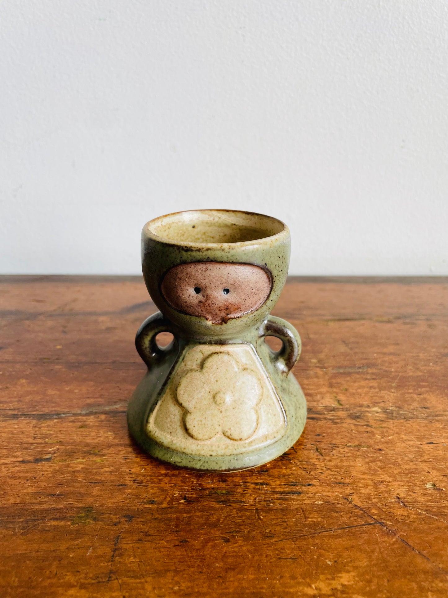 Vintage UCTCI Stoneware Pottery Flower Girl Egg Cup - Could Also Use as a Vase - Made in Japan