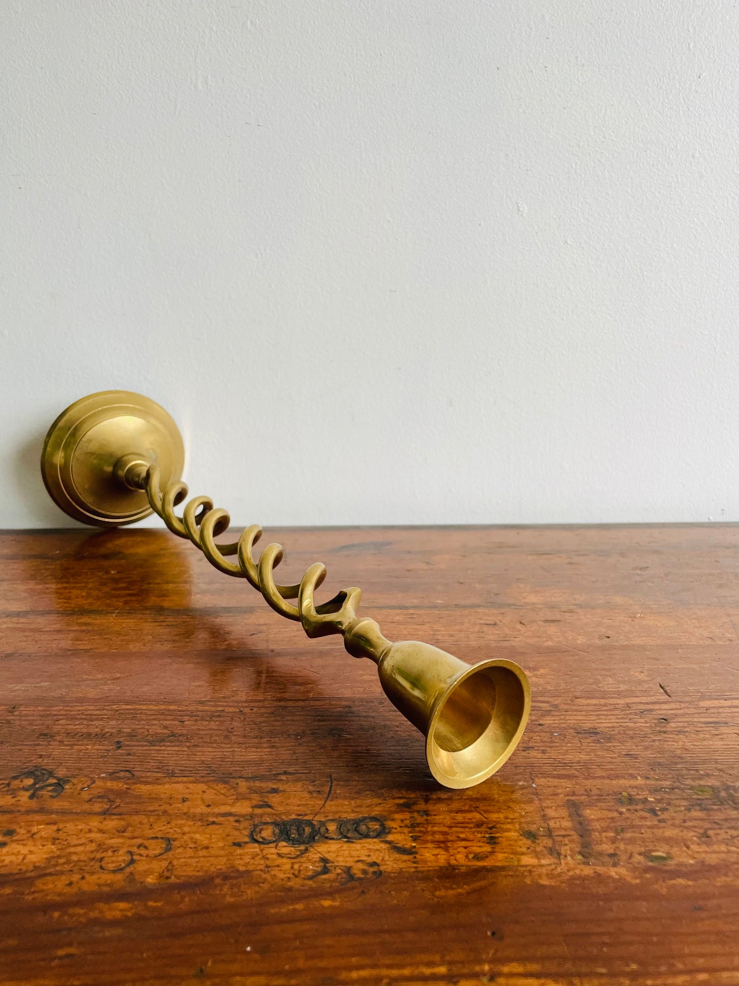 Tall Brass Spiral 15.25" Candle Holder