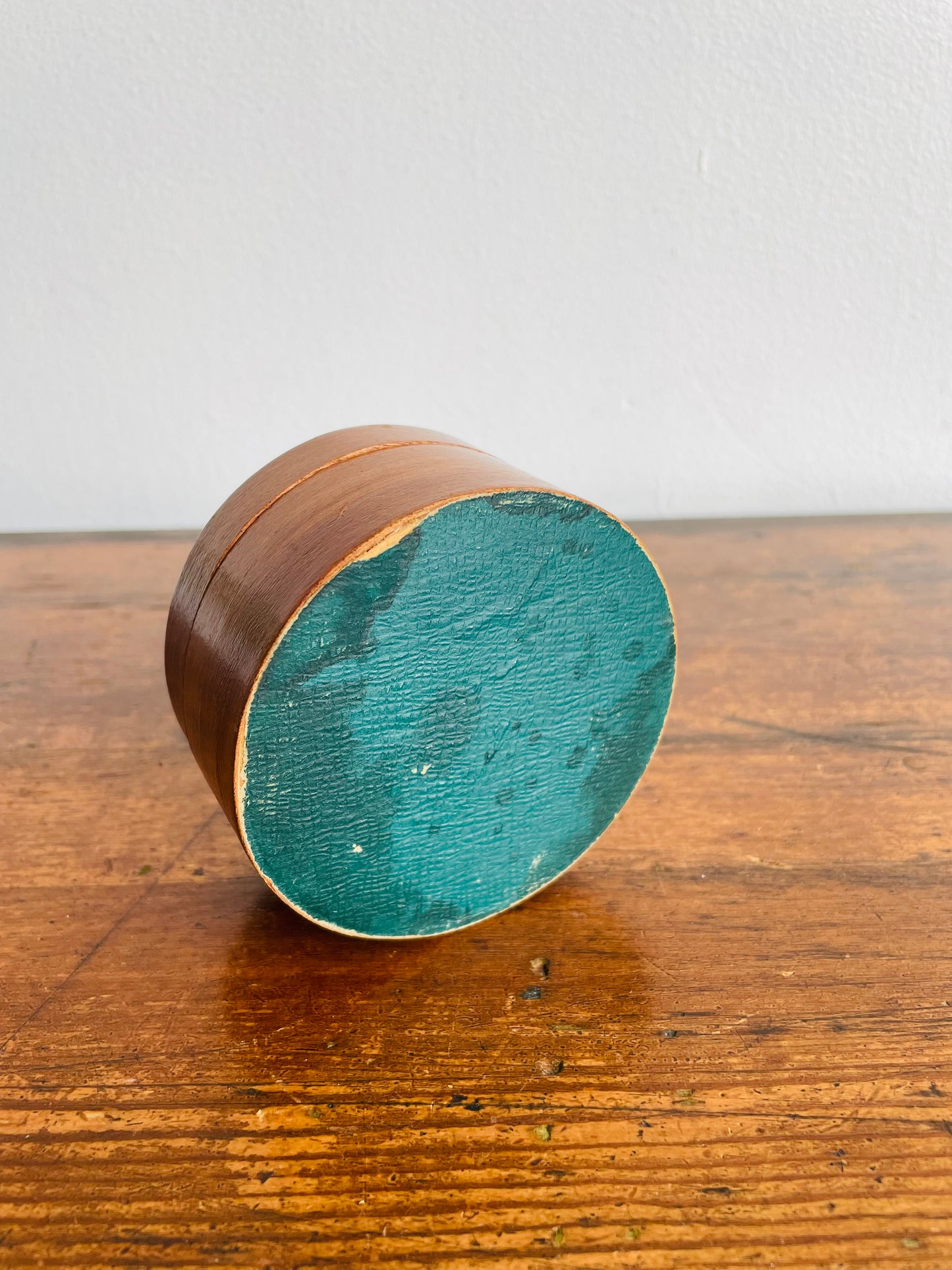 Round Wood & Tin Trinket Box with Floral Lid