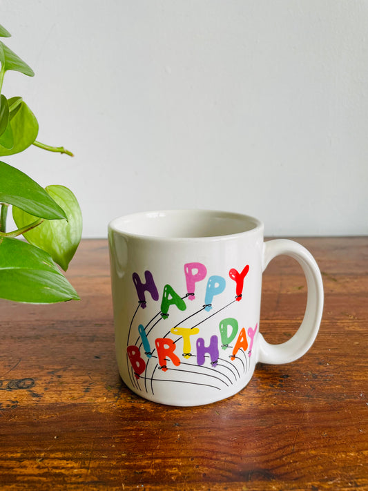 Happy Birthday Mug with Bright Balloon Letters