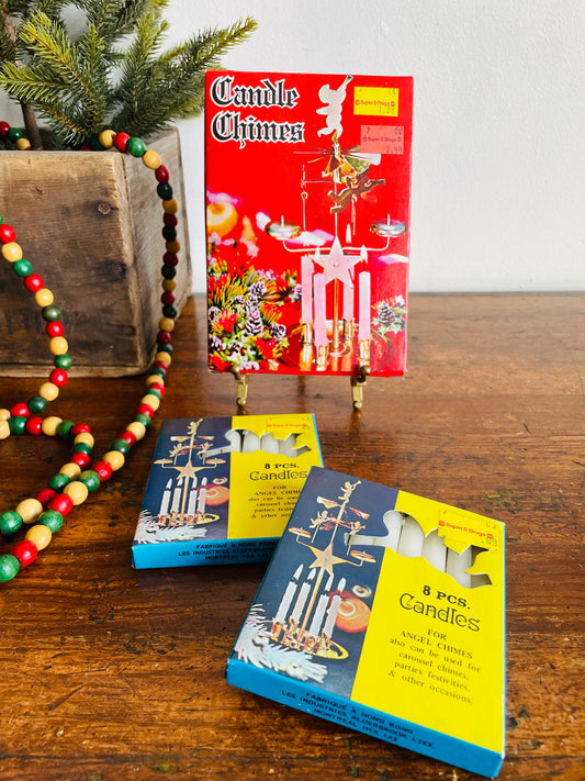 Brand New Vintage Brass Candle Chimes / Angel Chimes in Original Box with 4 Candles Included PLUS Additional 2 Boxes of Candles (20 Candles in Total) - Made in Hong Kong