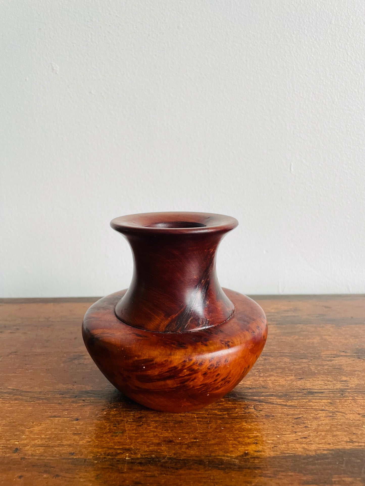 Beautiful Solid & Smooth Hand Turned Wood Vase with Drainage Holes at Bottom