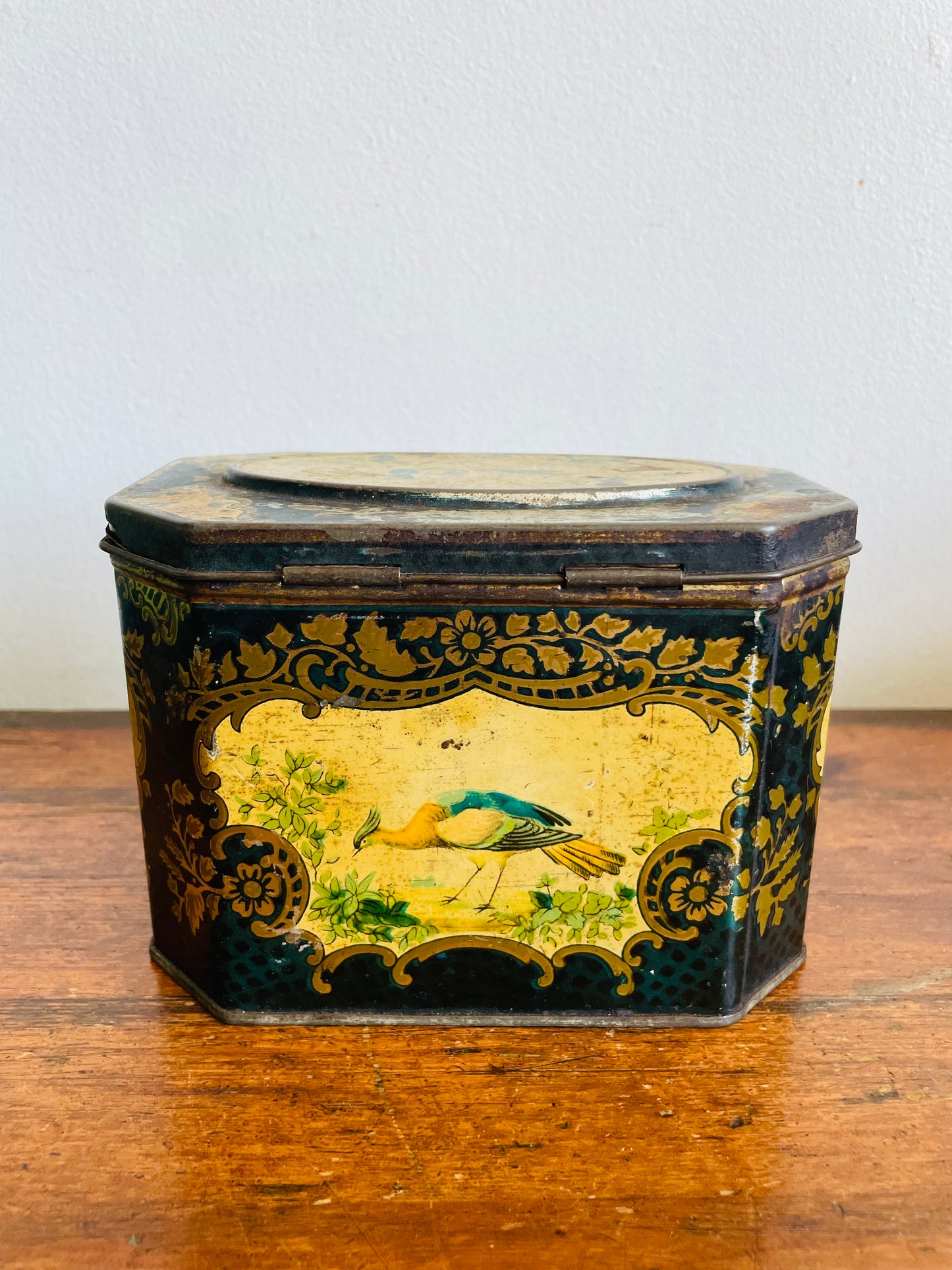 Vintage Huntley & Palmers Biscuits Tin with Bird & Floral Design - Reading & London England