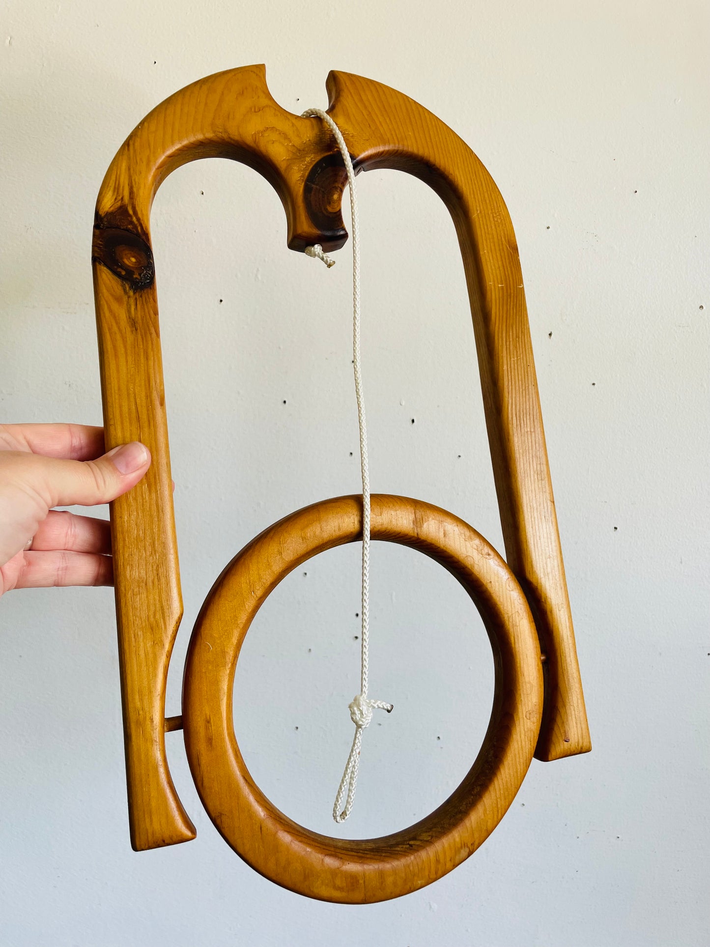 Vintage Mid-Century Modern Style Hanging Wood 6” Plant Pot Holder - Hang From Ceiling or Windowsill - Indoor Garden