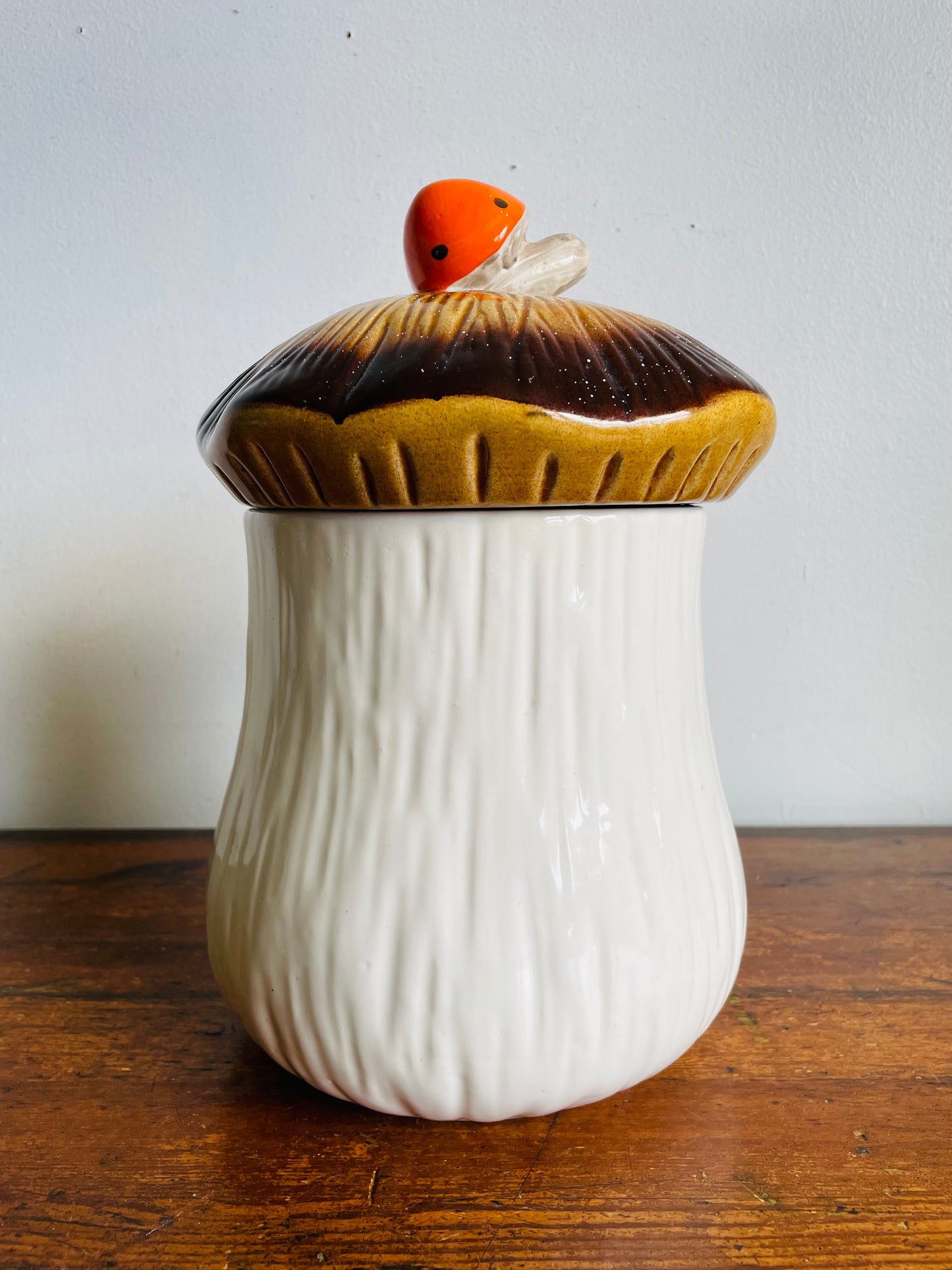 Vintage Large Laurentian Pottery Merry Mushroom Kitchen Canister Jar with Lid #1 - Made in Canada
