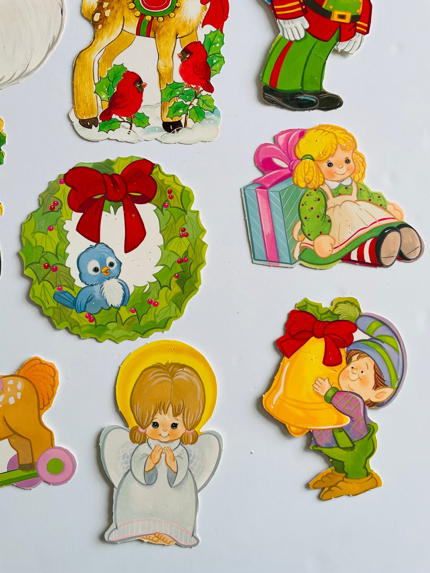 Vintage Collection of Small Christmas Cardboard Cutouts - Set of 12 - Eureka Christmas Punch-Outs