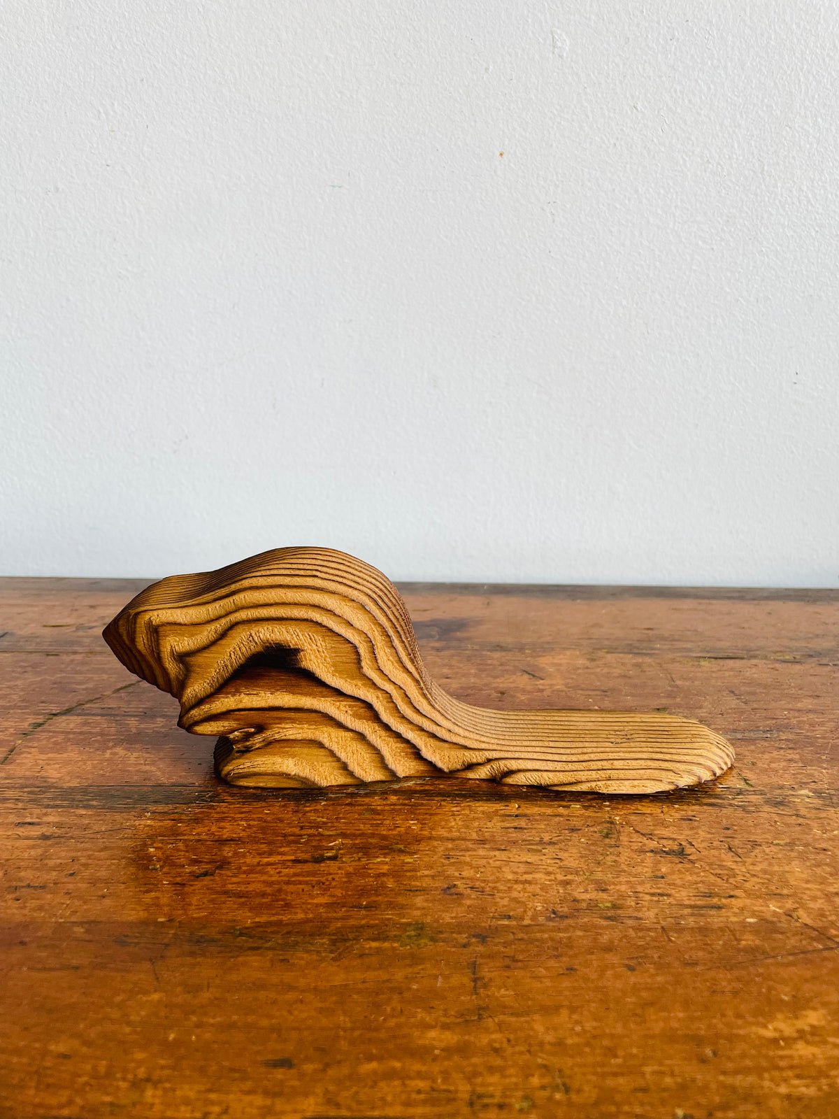 Vintage Crowe Canada Carved Cedar Wood Beaver Folk Art Figurine