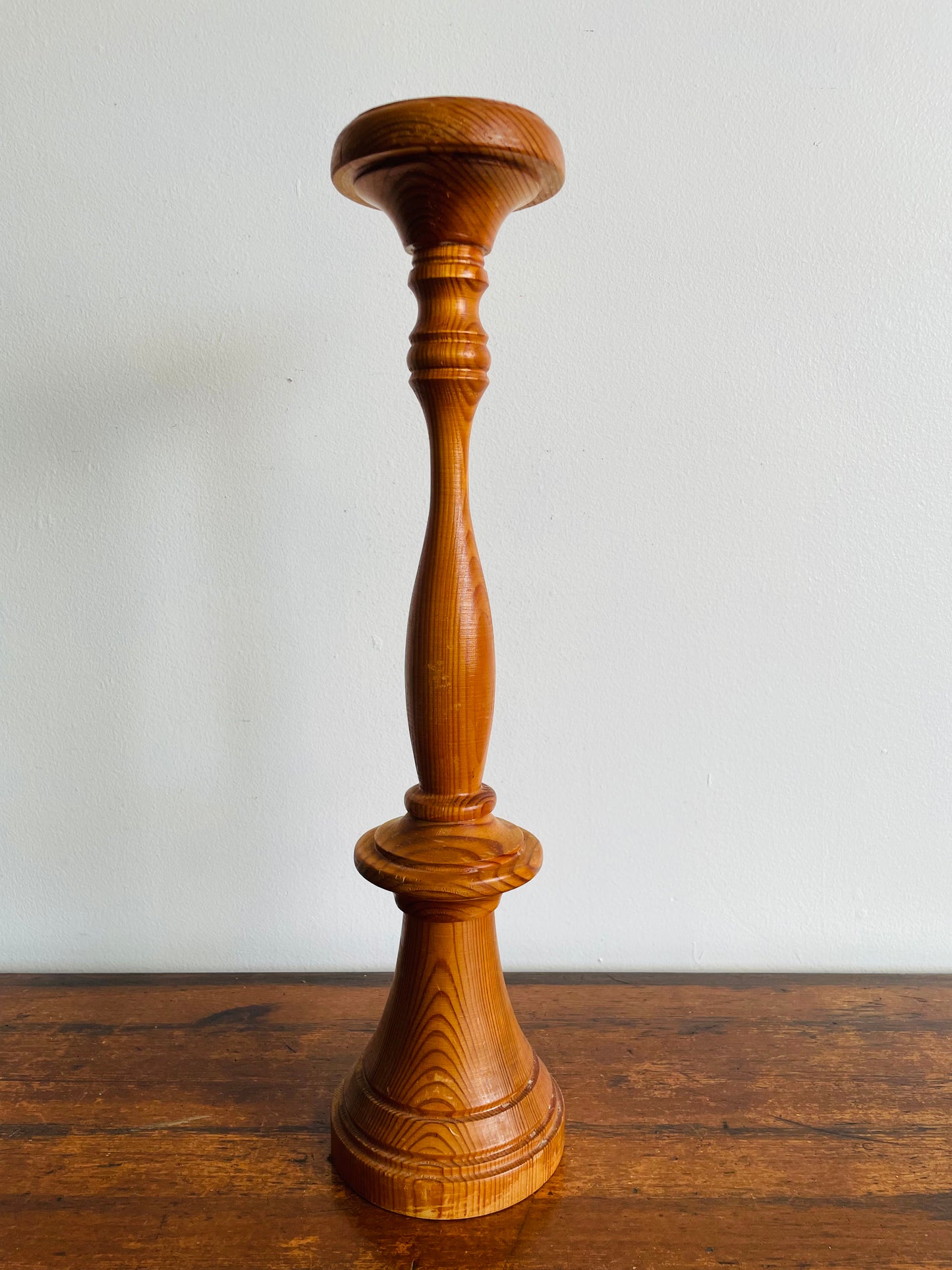 Tall Wood Candle Pillar Holder