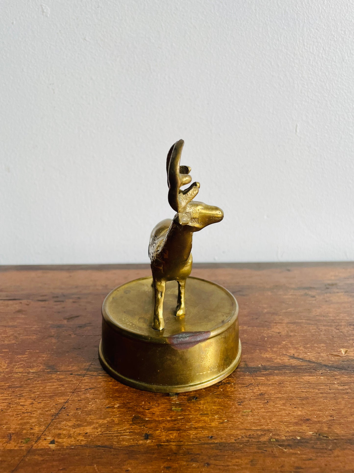 Solid Brass Reindeer on Pedestal